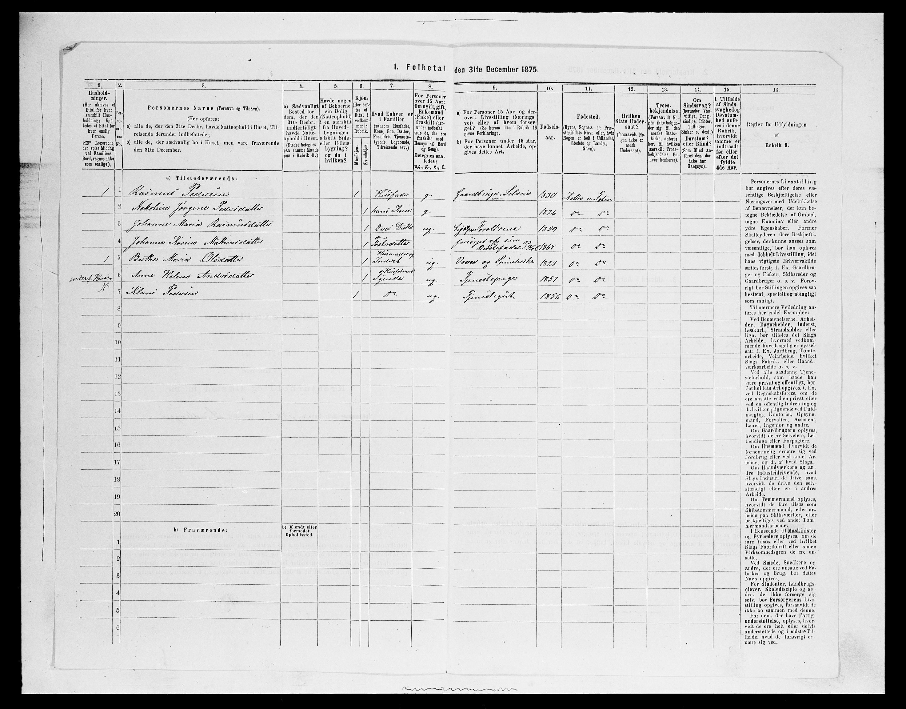 SAH, 1875 census for 0529P Vestre Toten, 1875, p. 2039