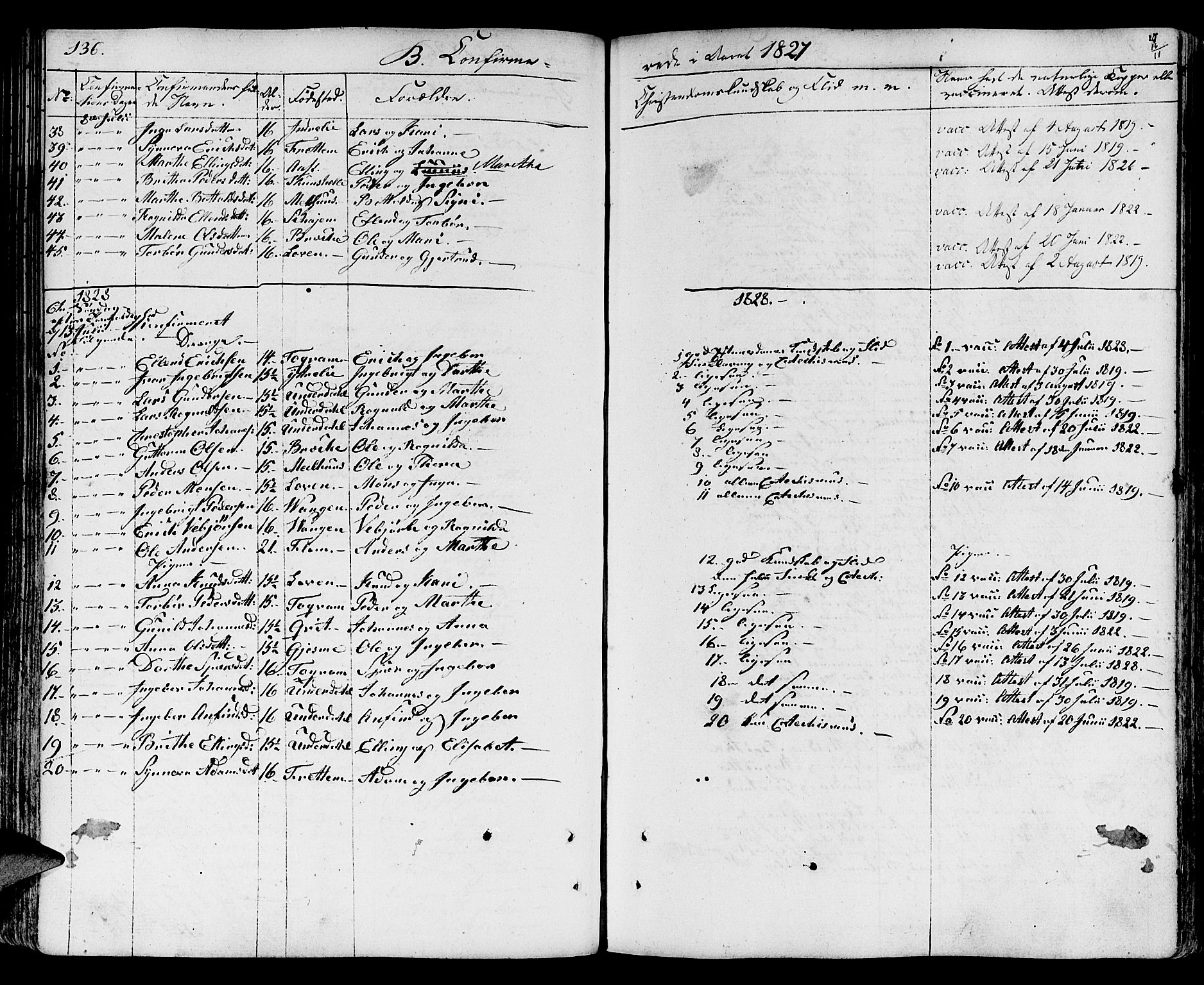 Aurland sokneprestembete, SAB/A-99937/H/Ha/Haa/L0006: Parish register (official) no. A 6, 1821-1859, p. 136