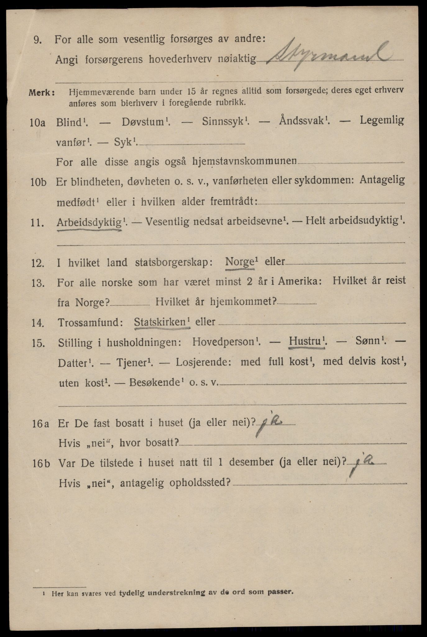 SAST, 1920 census for Egersund town, 1920, p. 9701