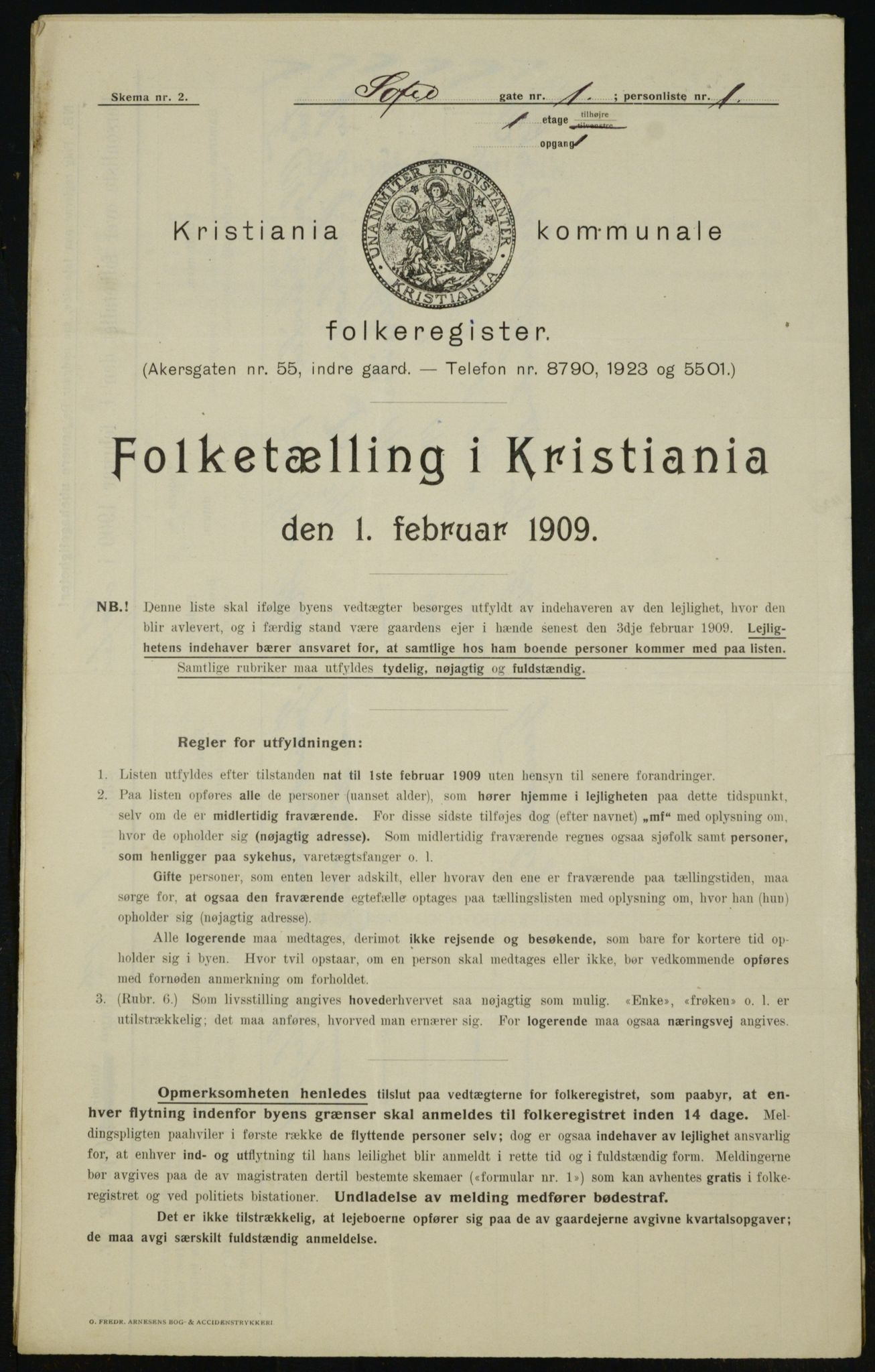 OBA, Municipal Census 1909 for Kristiania, 1909, p. 89491