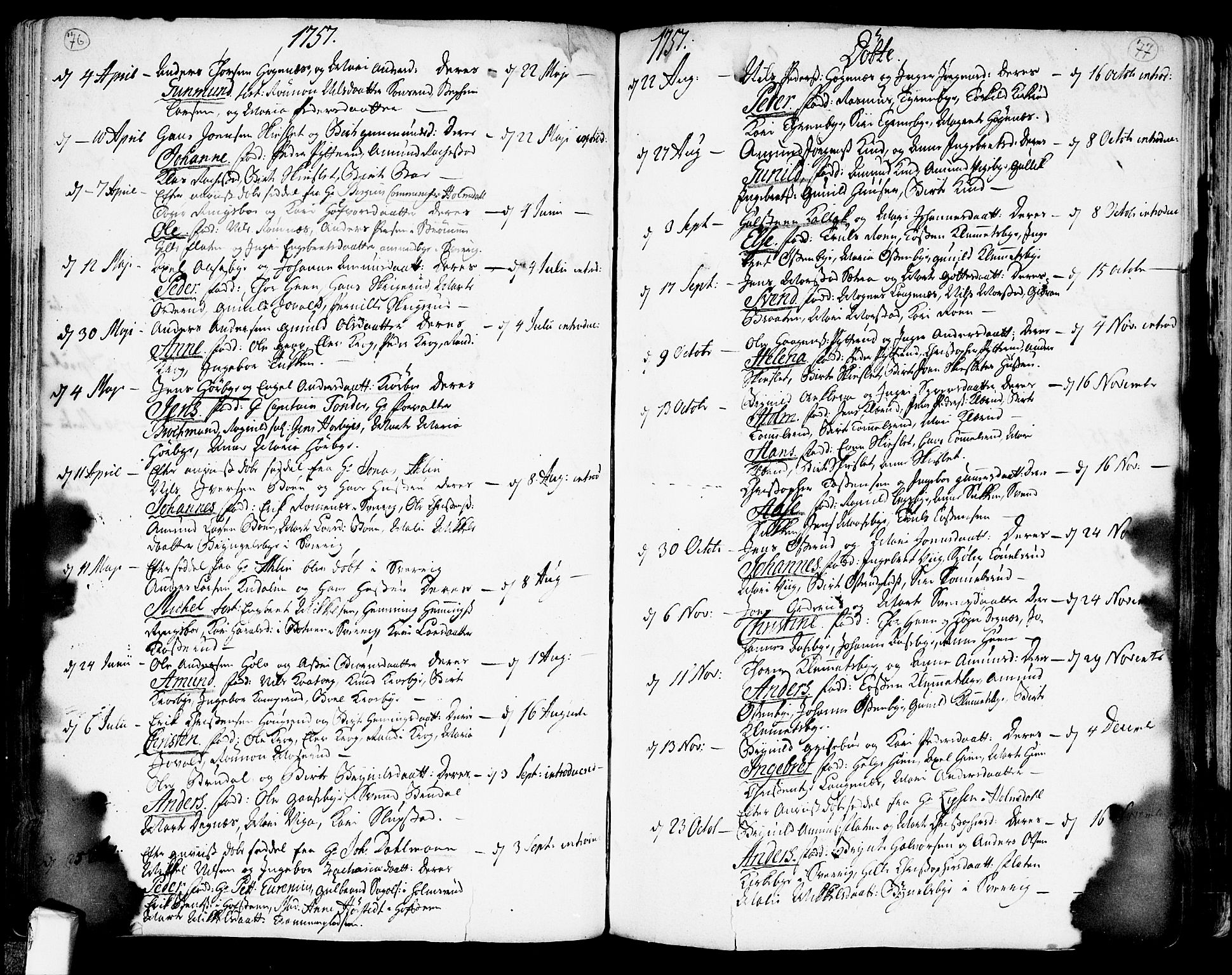 Rødenes prestekontor Kirkebøker, SAO/A-2005/F/Fa/L0002: Parish register (official) no. I 2, 1733-1776, p. 76-77