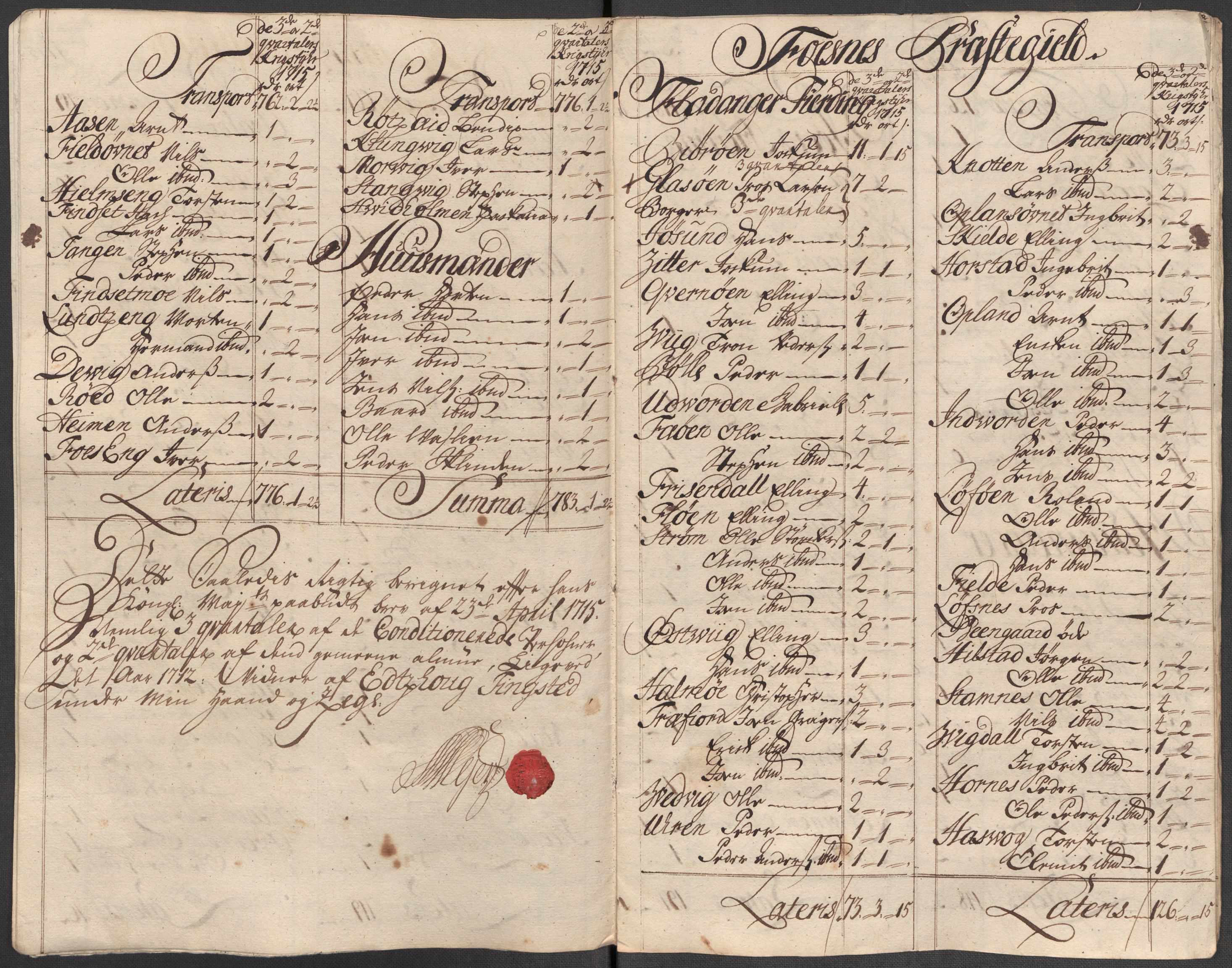 Rentekammeret inntil 1814, Reviderte regnskaper, Fogderegnskap, AV/RA-EA-4092/R64/L4436: Fogderegnskap Namdal, 1715, p. 139