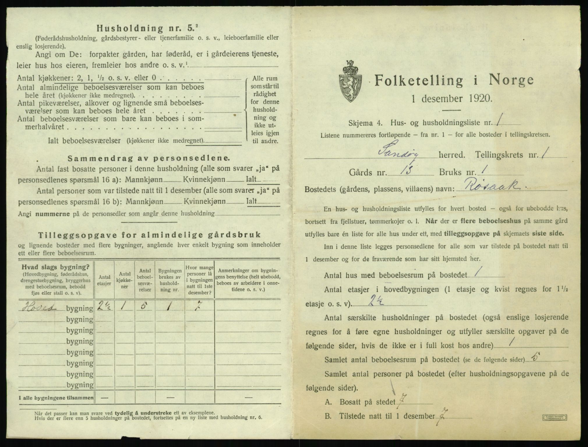 SAT, 1920 census for Sandøy, 1920, p. 34