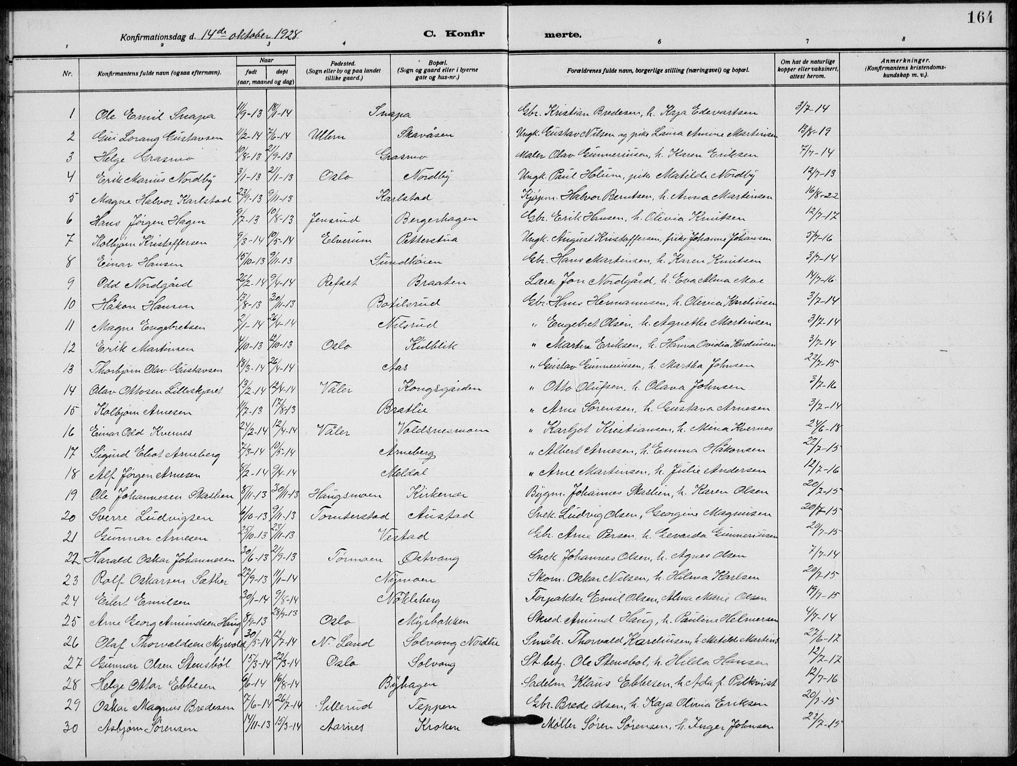 Grue prestekontor, AV/SAH-PREST-036/H/Ha/Hab/L0008: Parish register (copy) no. 8, 1921-1934, p. 164