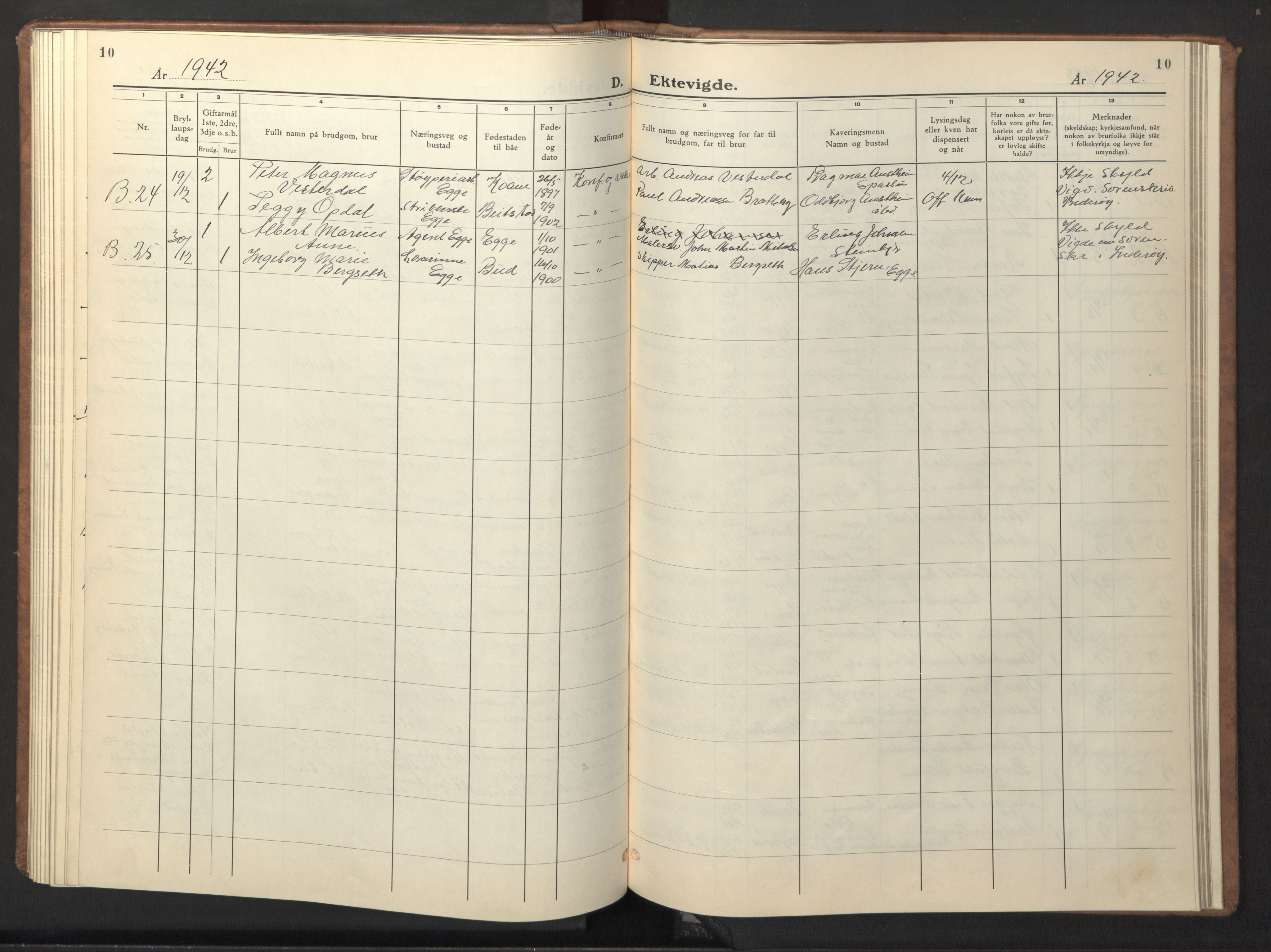 Ministerialprotokoller, klokkerbøker og fødselsregistre - Nord-Trøndelag, SAT/A-1458/740/L0384: Parish register (copy) no. 740C05, 1939-1946, p. 10
