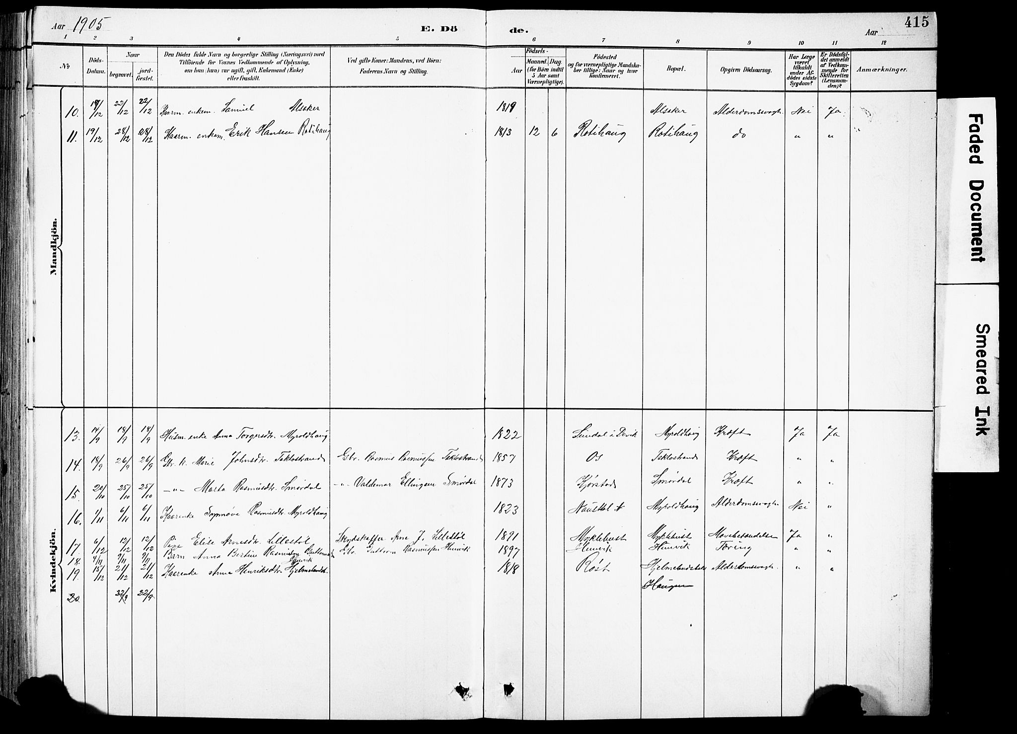 Eid sokneprestembete, AV/SAB-A-82301/H/Hab/Habb/L0002: Parish register (copy) no. B 2, 1882-1907, p. 415