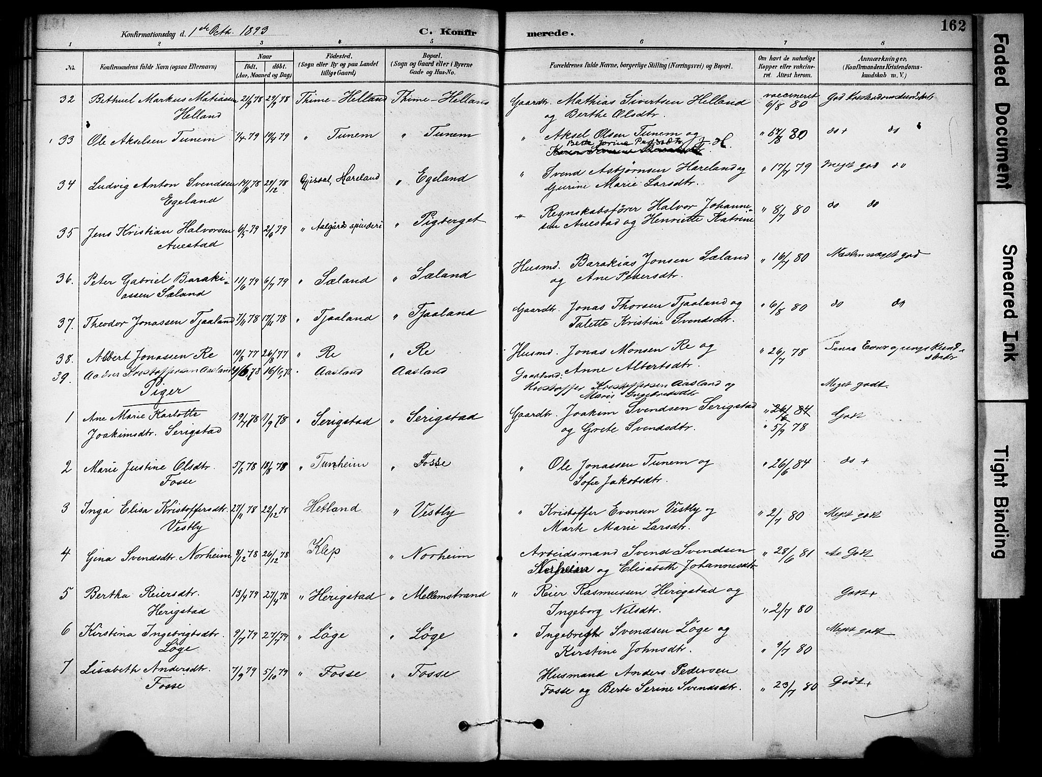 Lye sokneprestkontor, AV/SAST-A-101794/001/30BA/L0011: Parish register (official) no. A 9, 1893-1903, p. 162