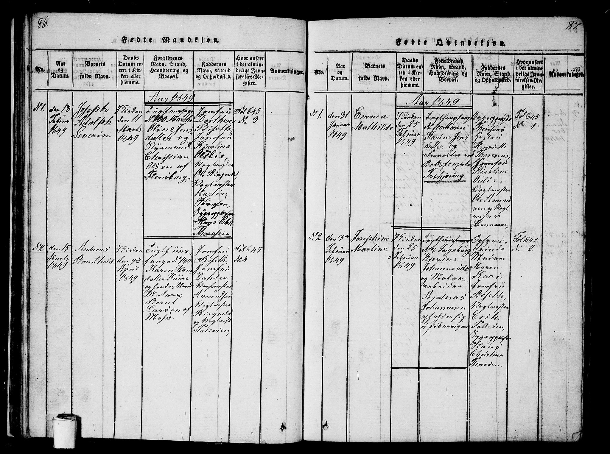 Kristiania tukthusprest Kirkebøker, AV/SAO-A-10881/G/Ga/L0001: Parish register (copy) no. 1, 1818-1857, p. 86-87