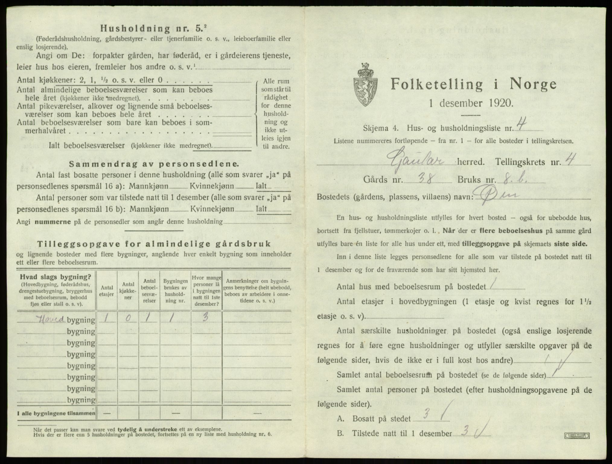 SAB, 1920 census for Gaular, 1920, p. 259