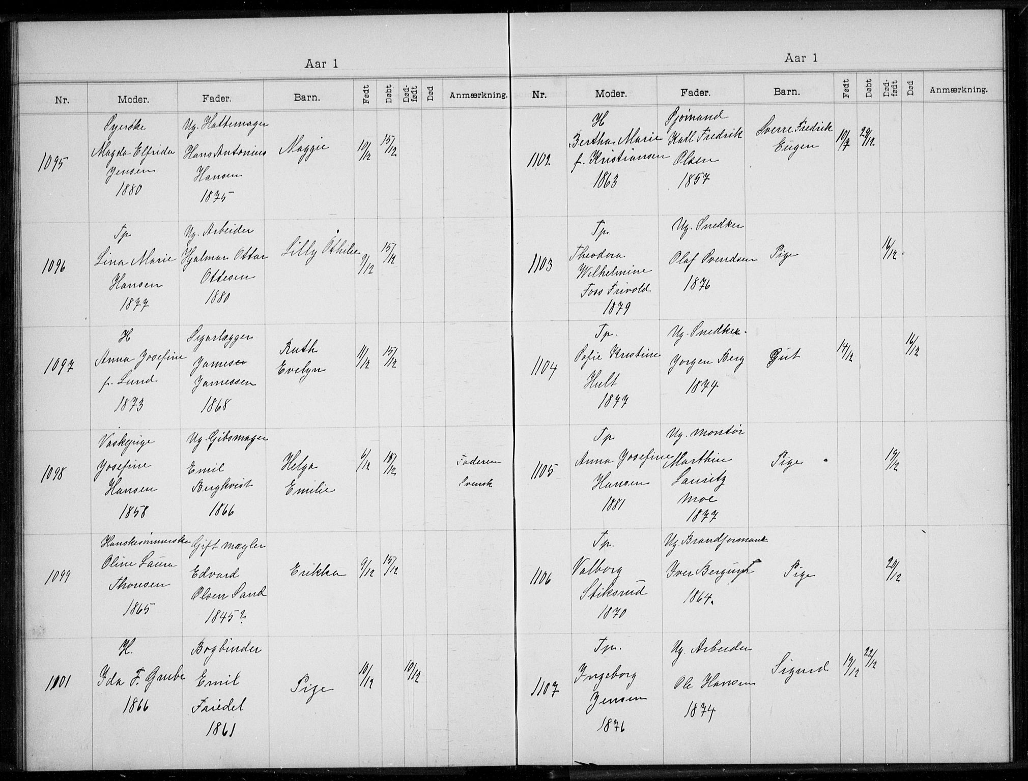 Rikshospitalet prestekontor Kirkebøker, AV/SAO-A-10309b/K/L0005/0001: Baptism register no. 5.1, 1899-1901