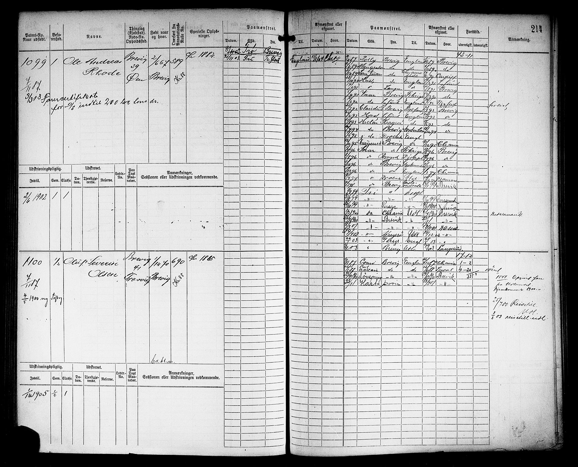 Brevik innrulleringskontor, AV/SAKO-A-833/F/Fb/L0002: Hovedrulle, 1875-1892, p. 217