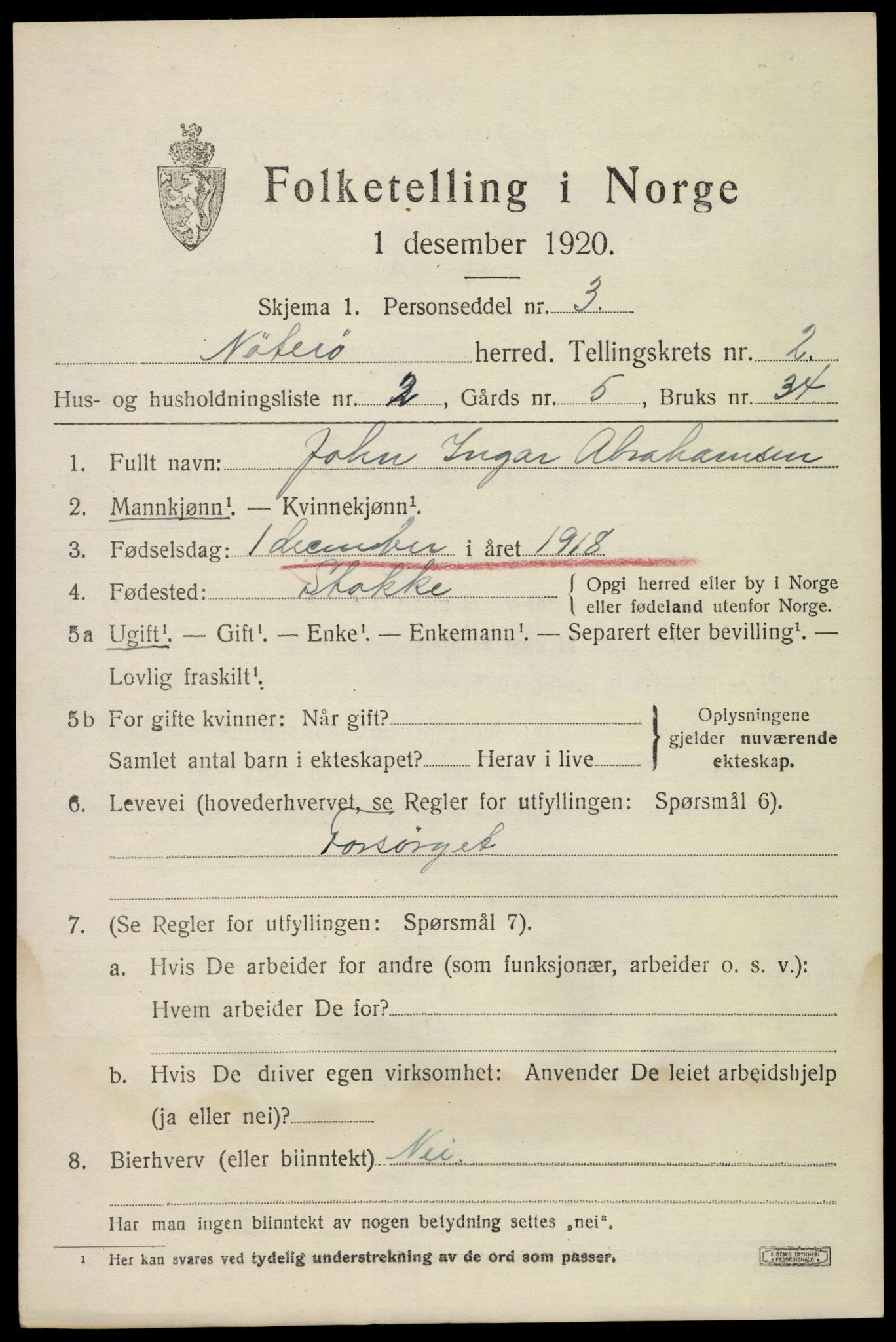 SAKO, 1920 census for Nøtterøy, 1920, p. 4085