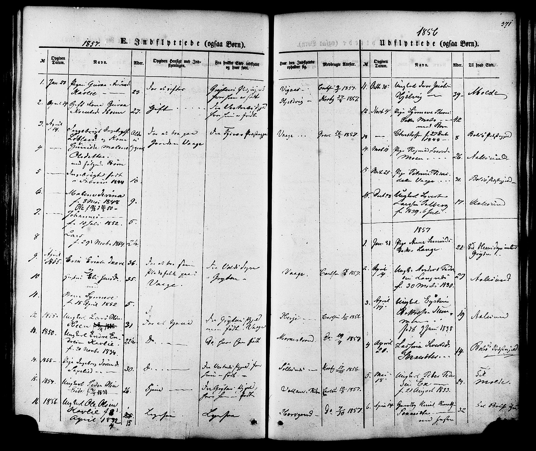 Ministerialprotokoller, klokkerbøker og fødselsregistre - Møre og Romsdal, SAT/A-1454/547/L0603: Parish register (official) no. 547A05, 1846-1877, p. 371