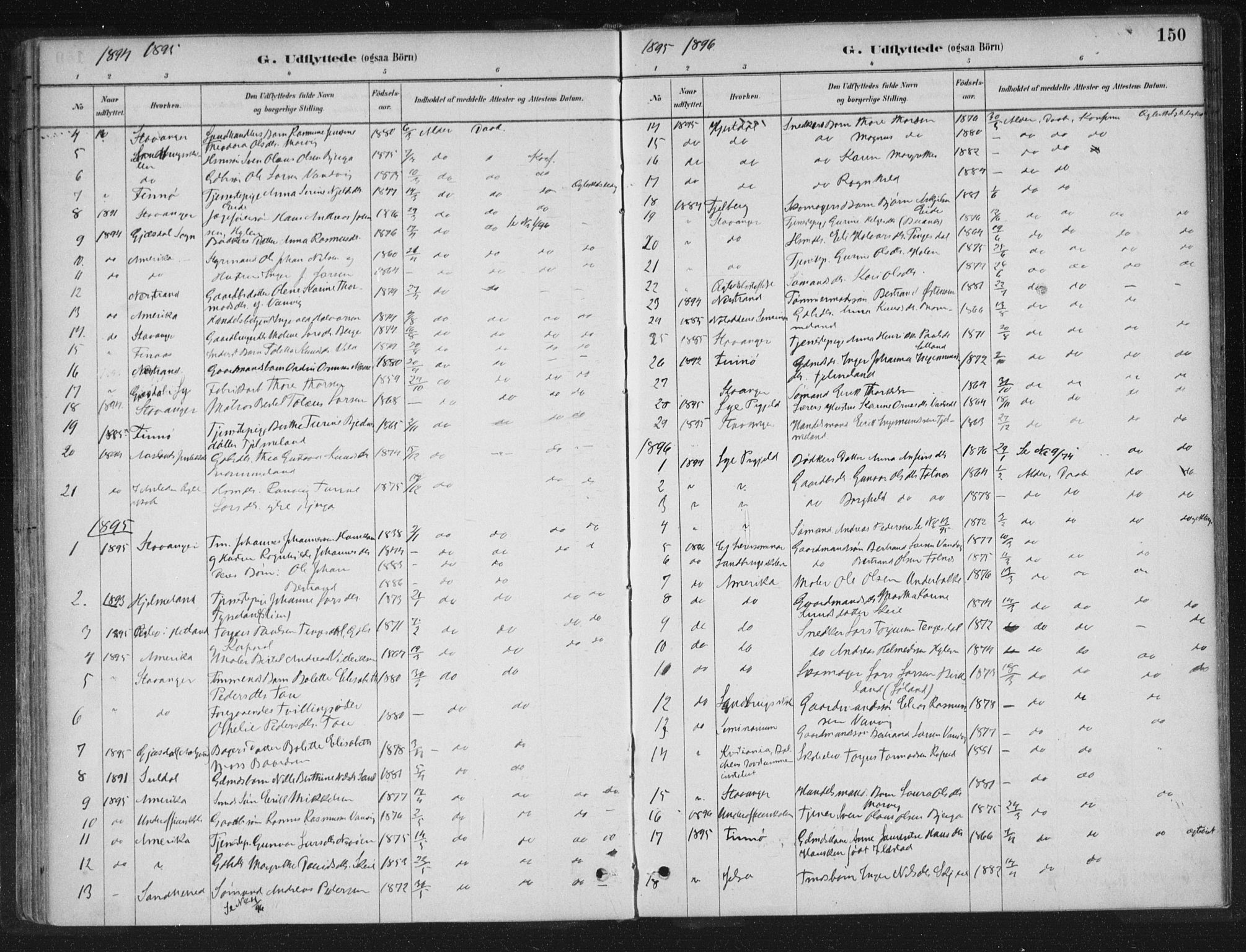 Sand sokneprestkontor, SAST/A-101848/01/III/L0005: Parish register (official) no. A 5, 1880-1898, p. 150