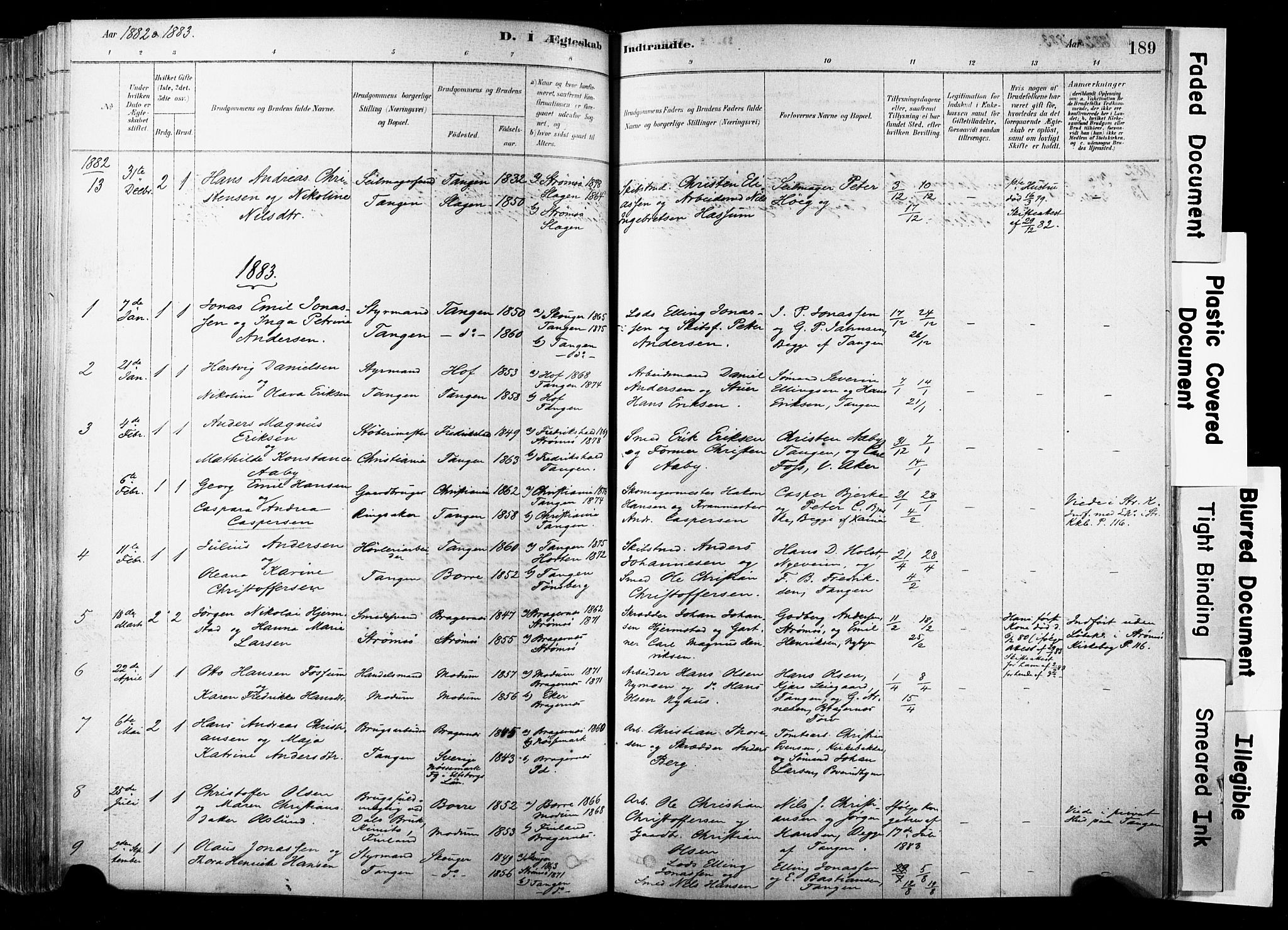 Strømsø kirkebøker, SAKO/A-246/F/Fb/L0006: Parish register (official) no. II 6, 1879-1910, p. 189