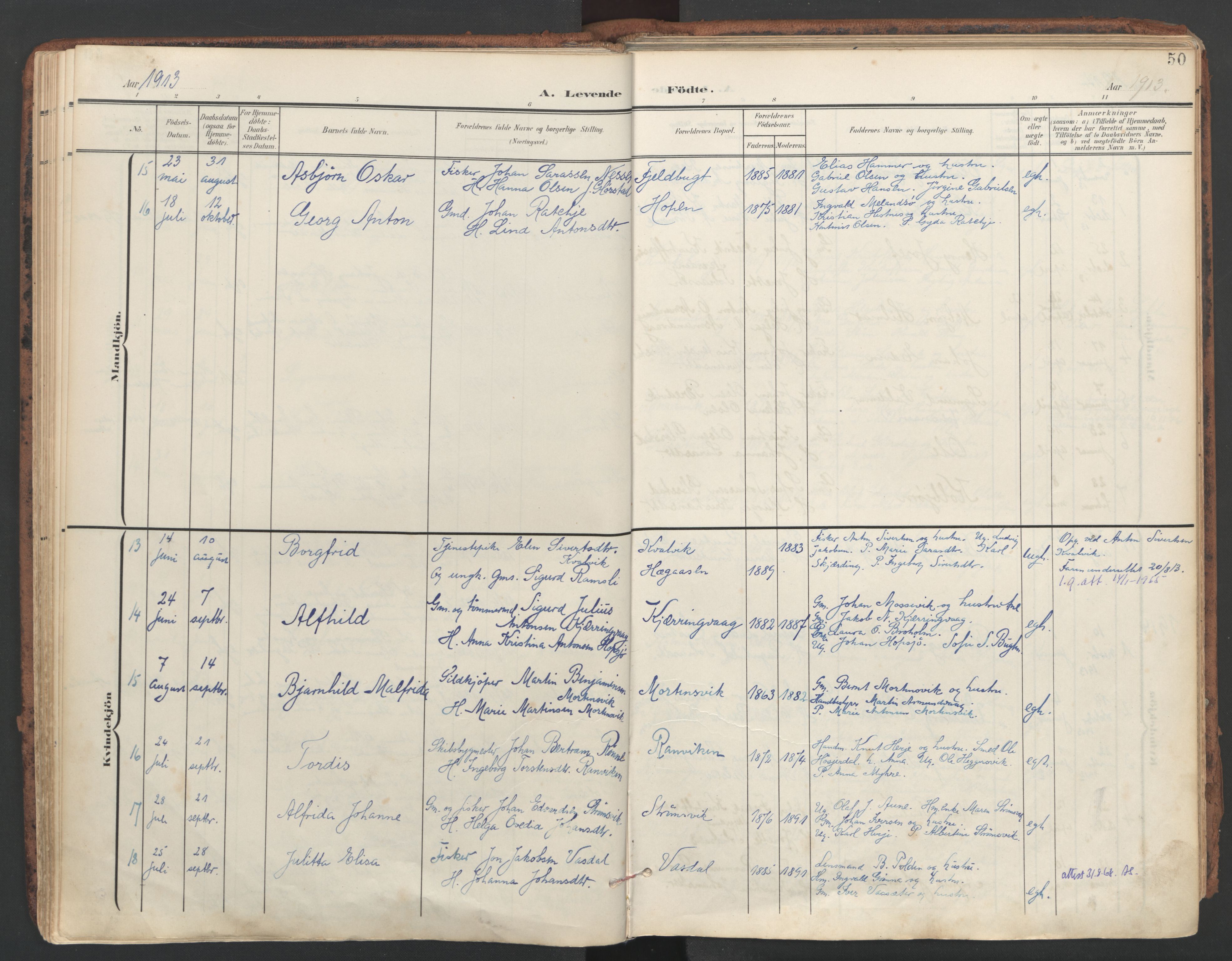 Ministerialprotokoller, klokkerbøker og fødselsregistre - Sør-Trøndelag, SAT/A-1456/634/L0537: Parish register (official) no. 634A13, 1896-1922, p. 50