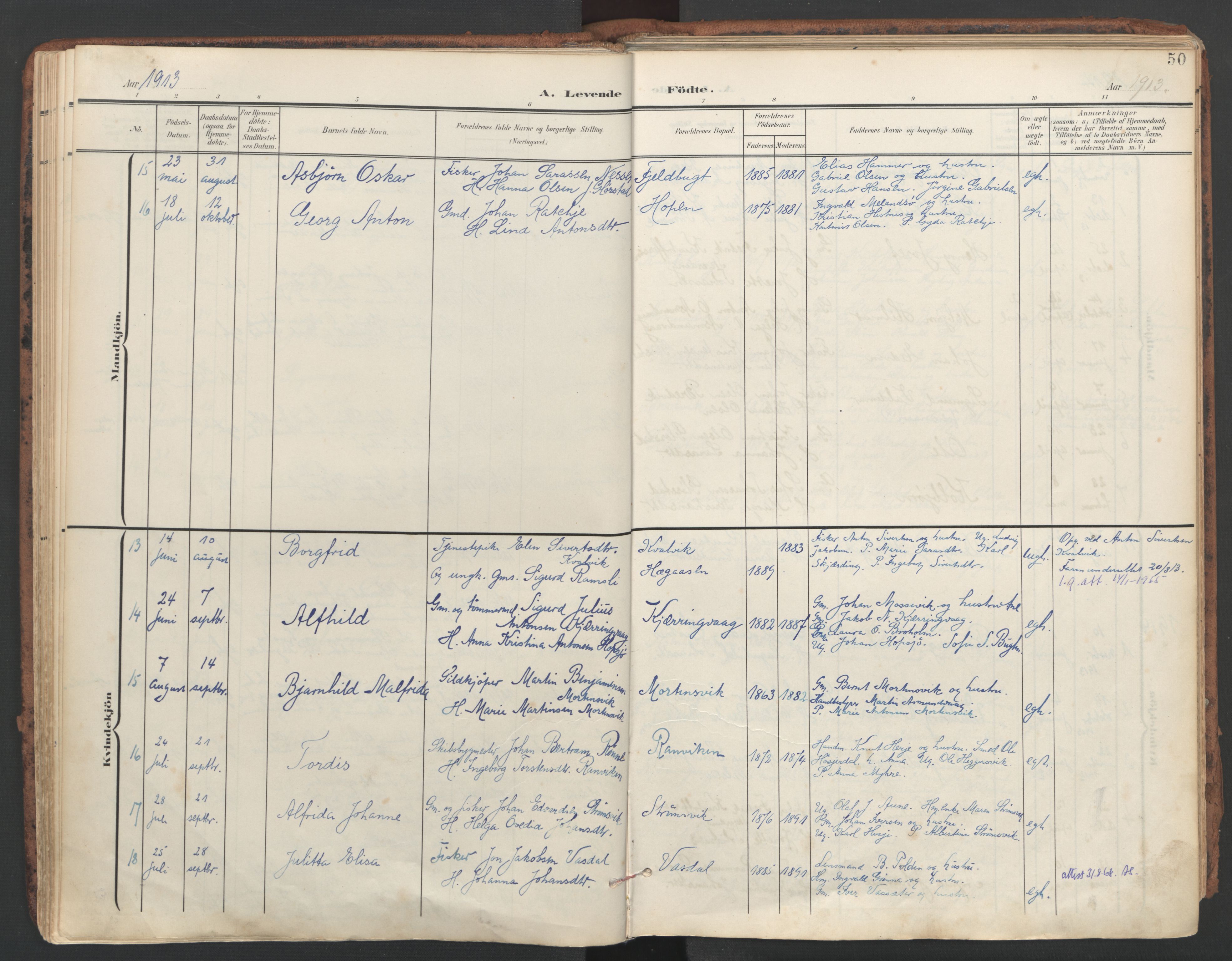 Ministerialprotokoller, klokkerbøker og fødselsregistre - Sør-Trøndelag, AV/SAT-A-1456/634/L0537: Parish register (official) no. 634A13, 1896-1922, p. 50