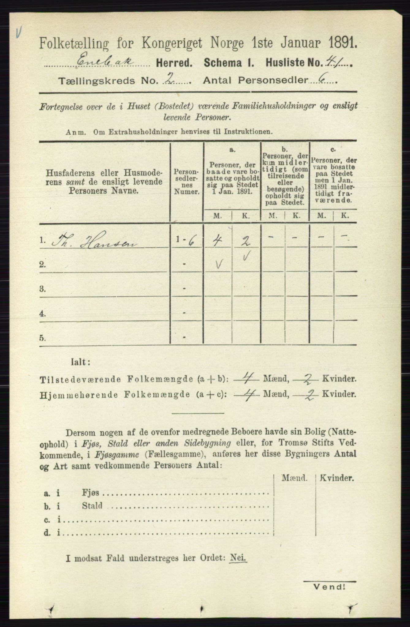 RA, 1891 census for 0229 Enebakk, 1891, p. 747