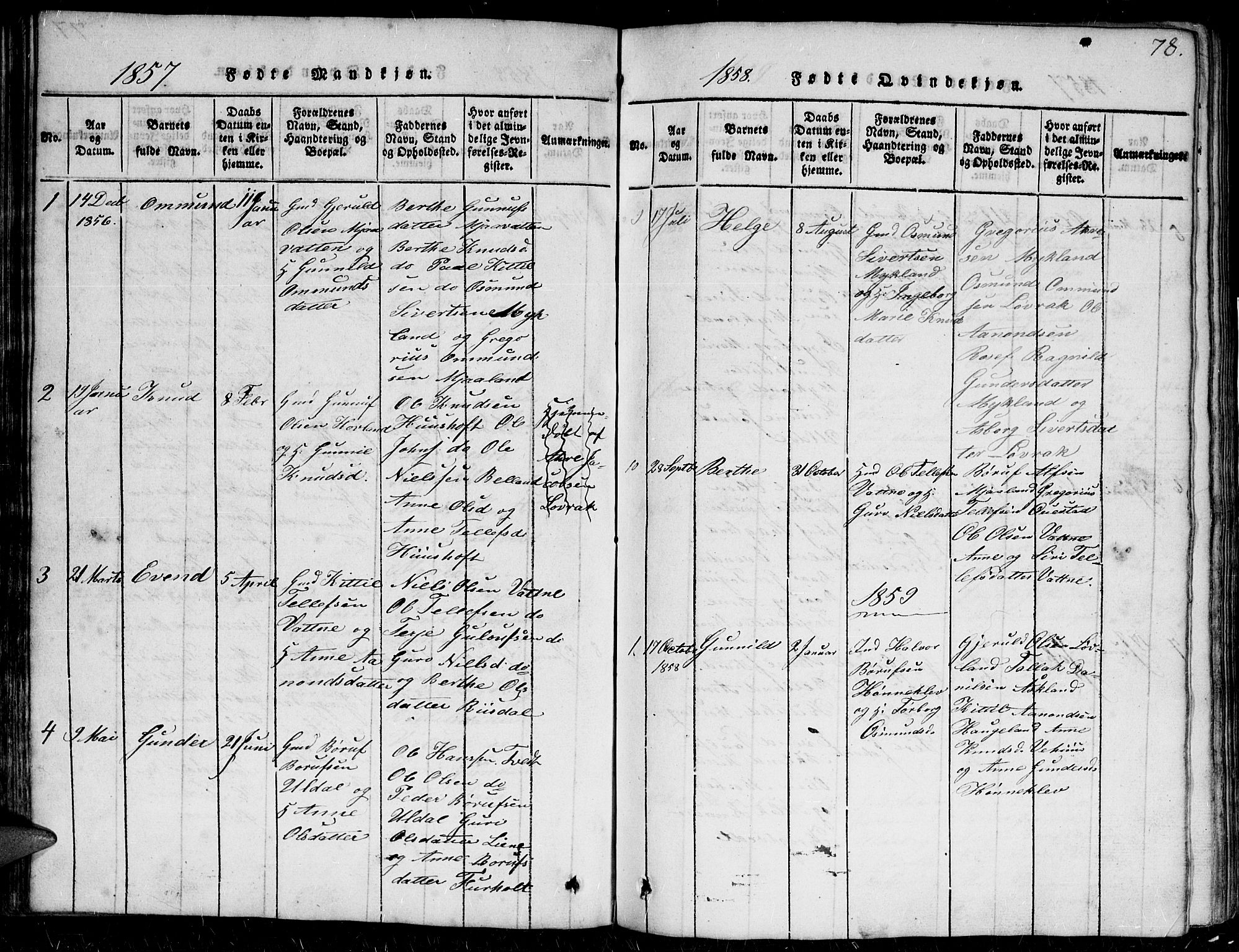 Herefoss sokneprestkontor, AV/SAK-1111-0019/F/Fb/Fbc/L0001: Parish register (copy) no. B 1, 1816-1866, p. 78