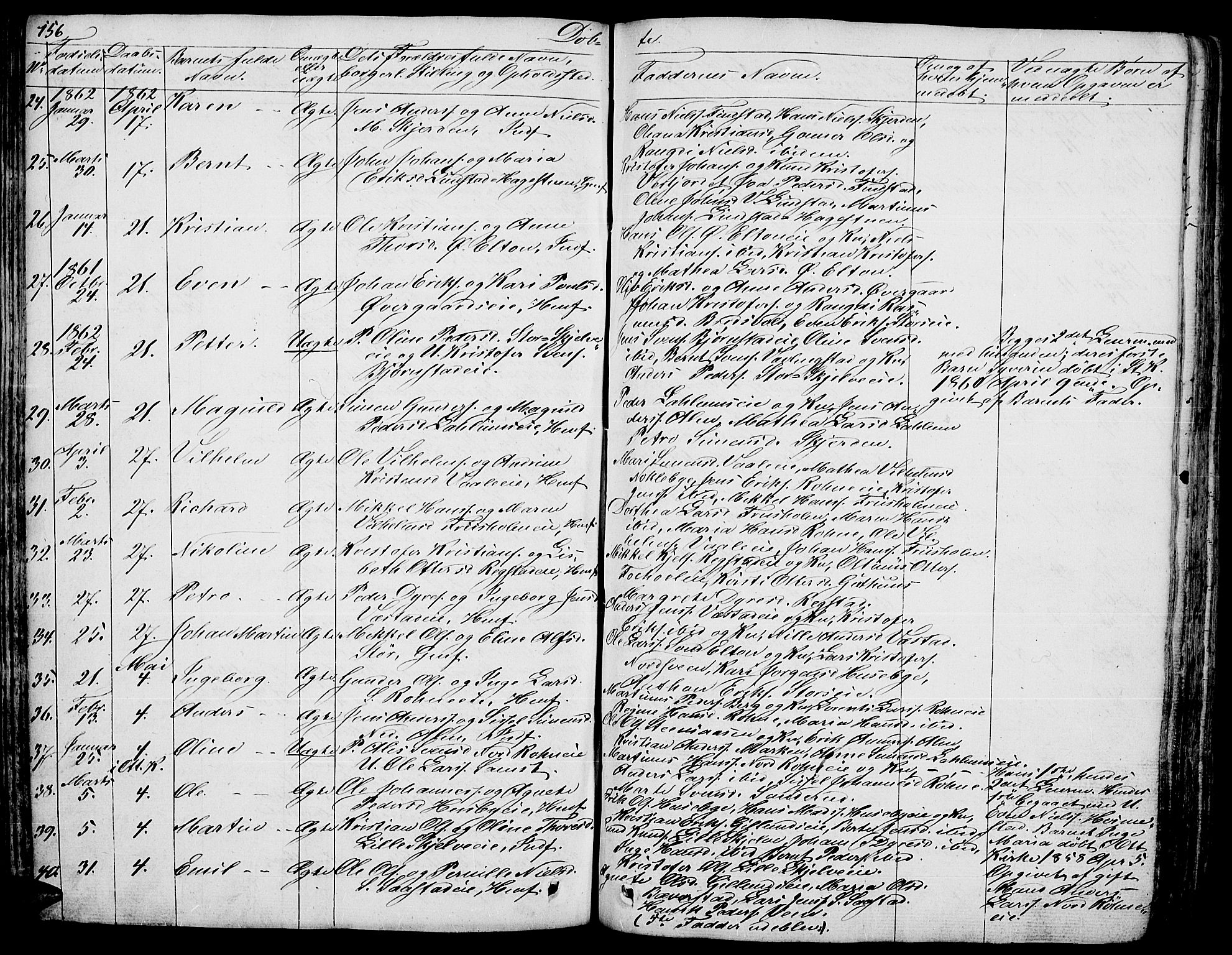 Stange prestekontor, AV/SAH-PREST-002/L/L0003: Parish register (copy) no. 3, 1840-1864, p. 156