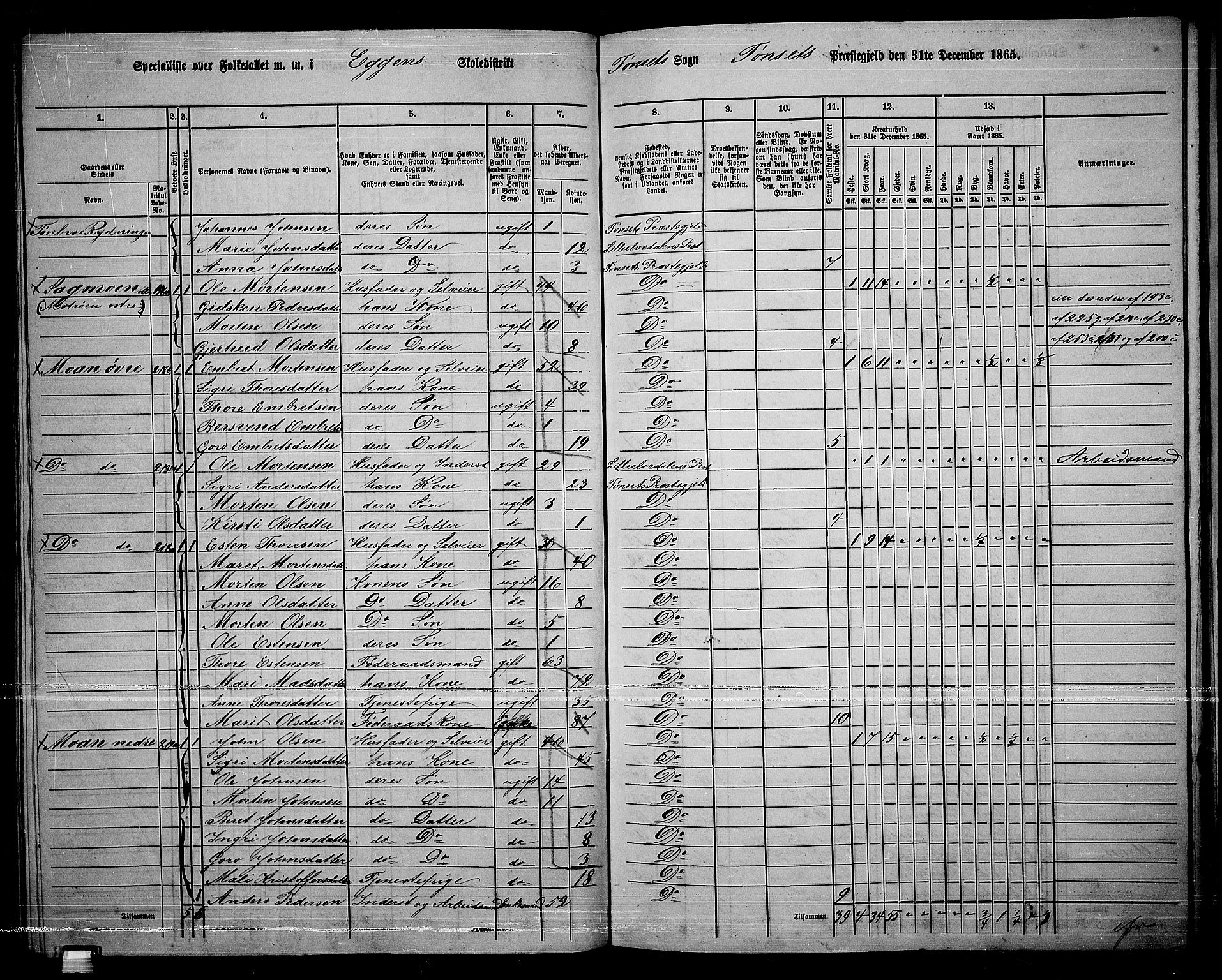 RA, 1865 census for Tynset, 1865, p. 94