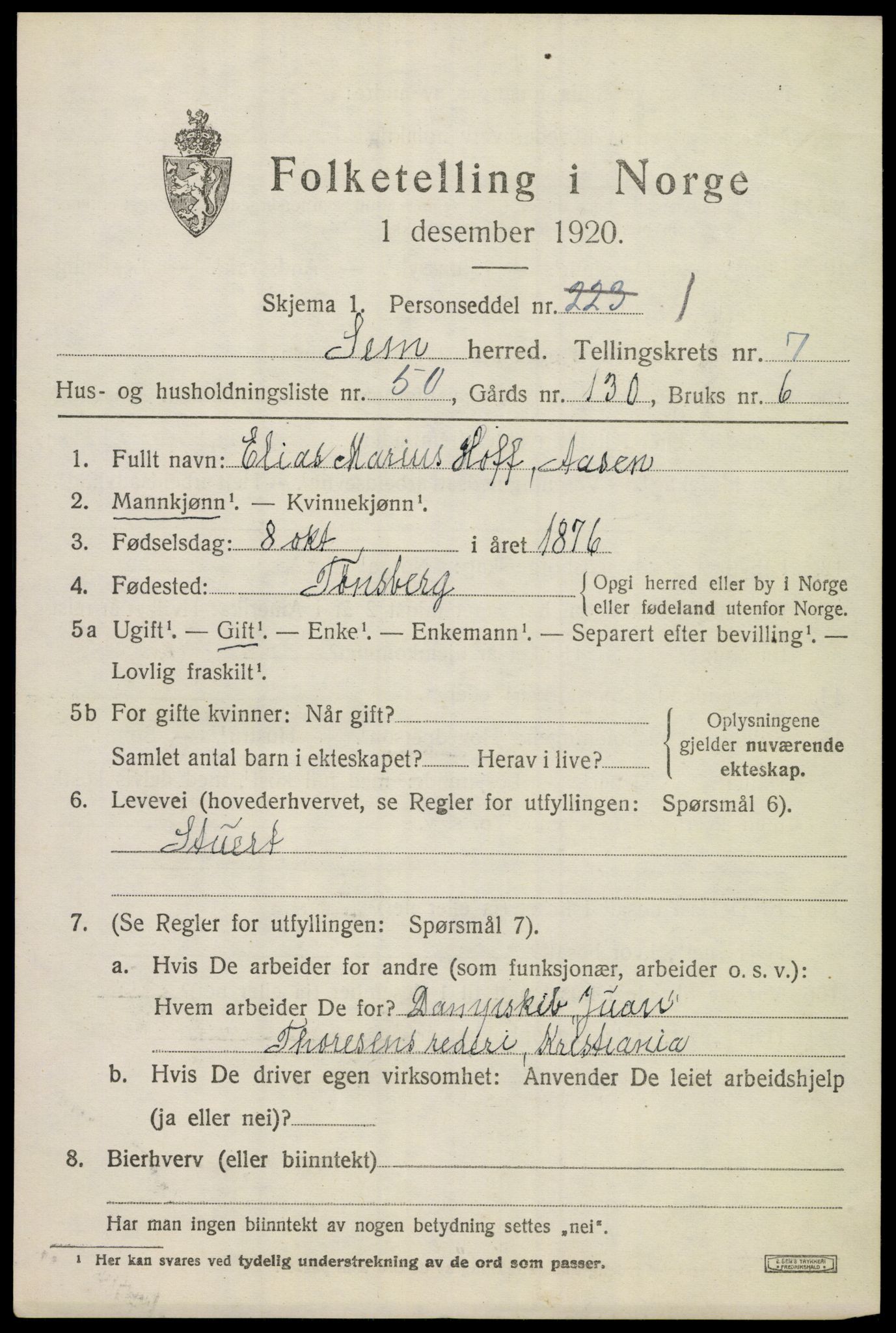 SAKO, 1920 census for Sem, 1920, p. 10787