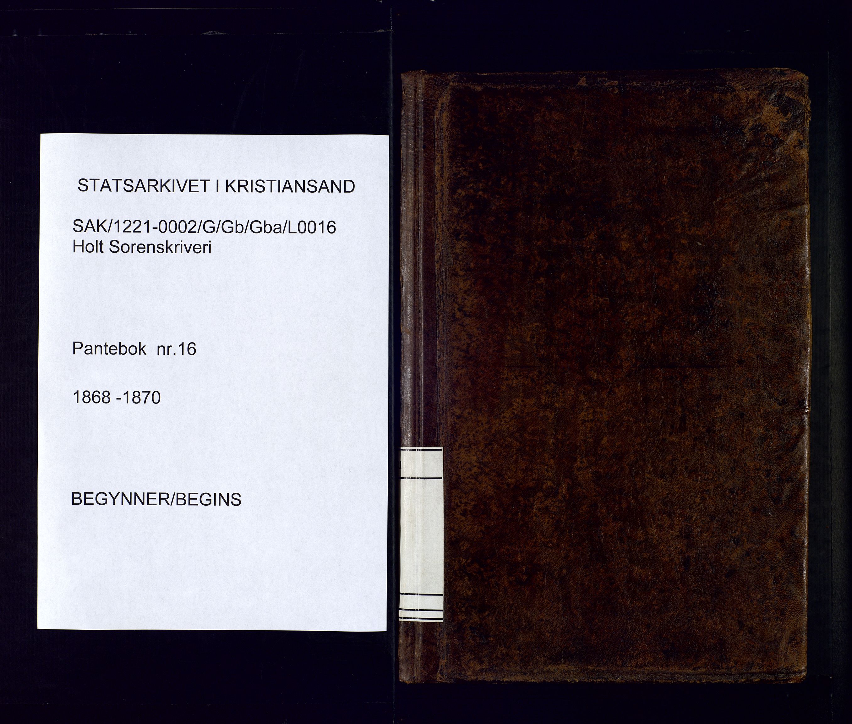 Holt sorenskriveri, SAK/1221-0002/G/Gba/L0016: Mortgage book no. 16, 1868-1870