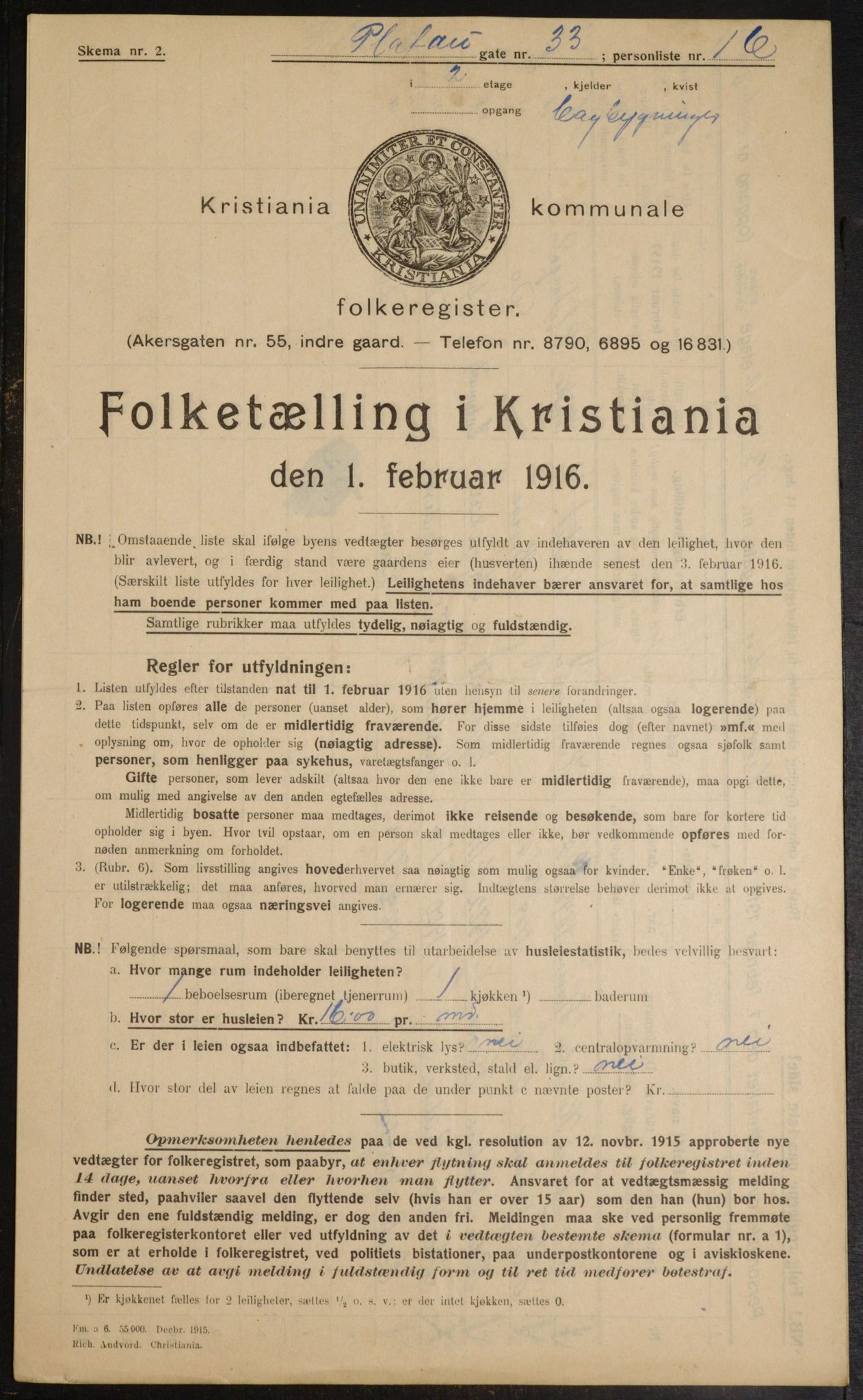 OBA, Municipal Census 1916 for Kristiania, 1916, p. 82803