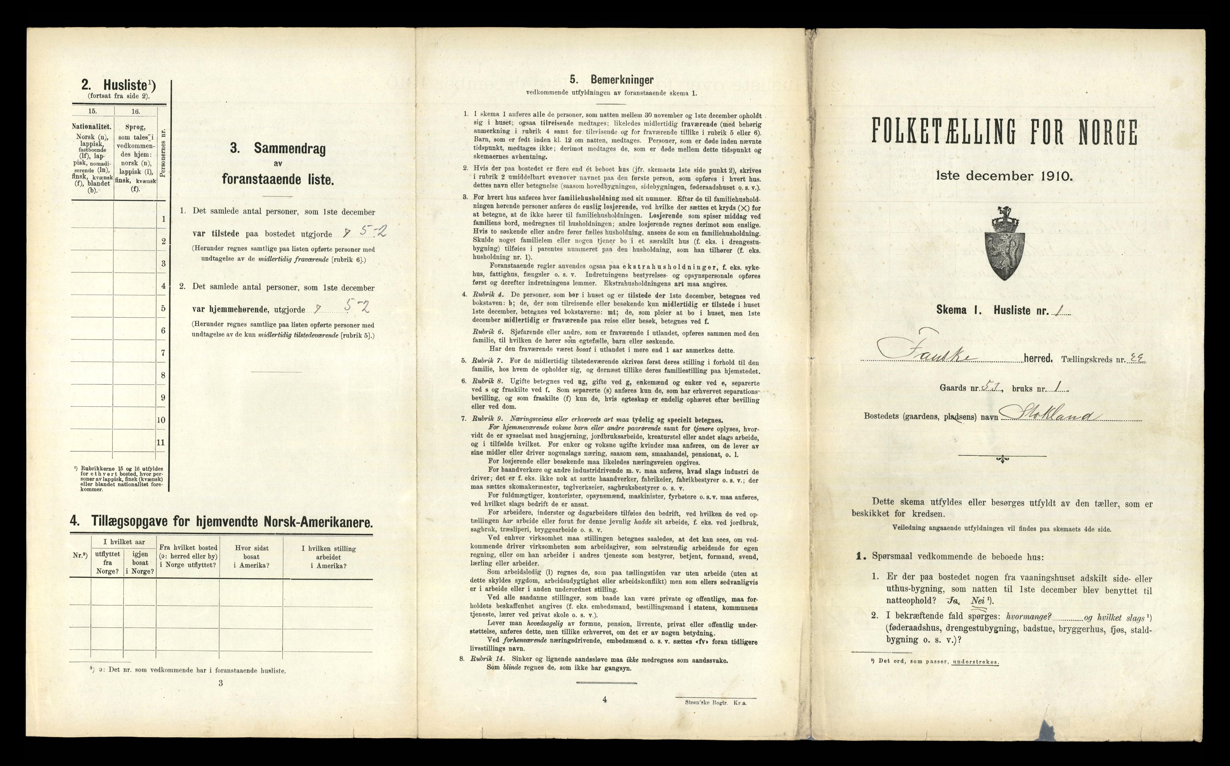 RA, 1910 census for Fauske, 1910, p. 1458