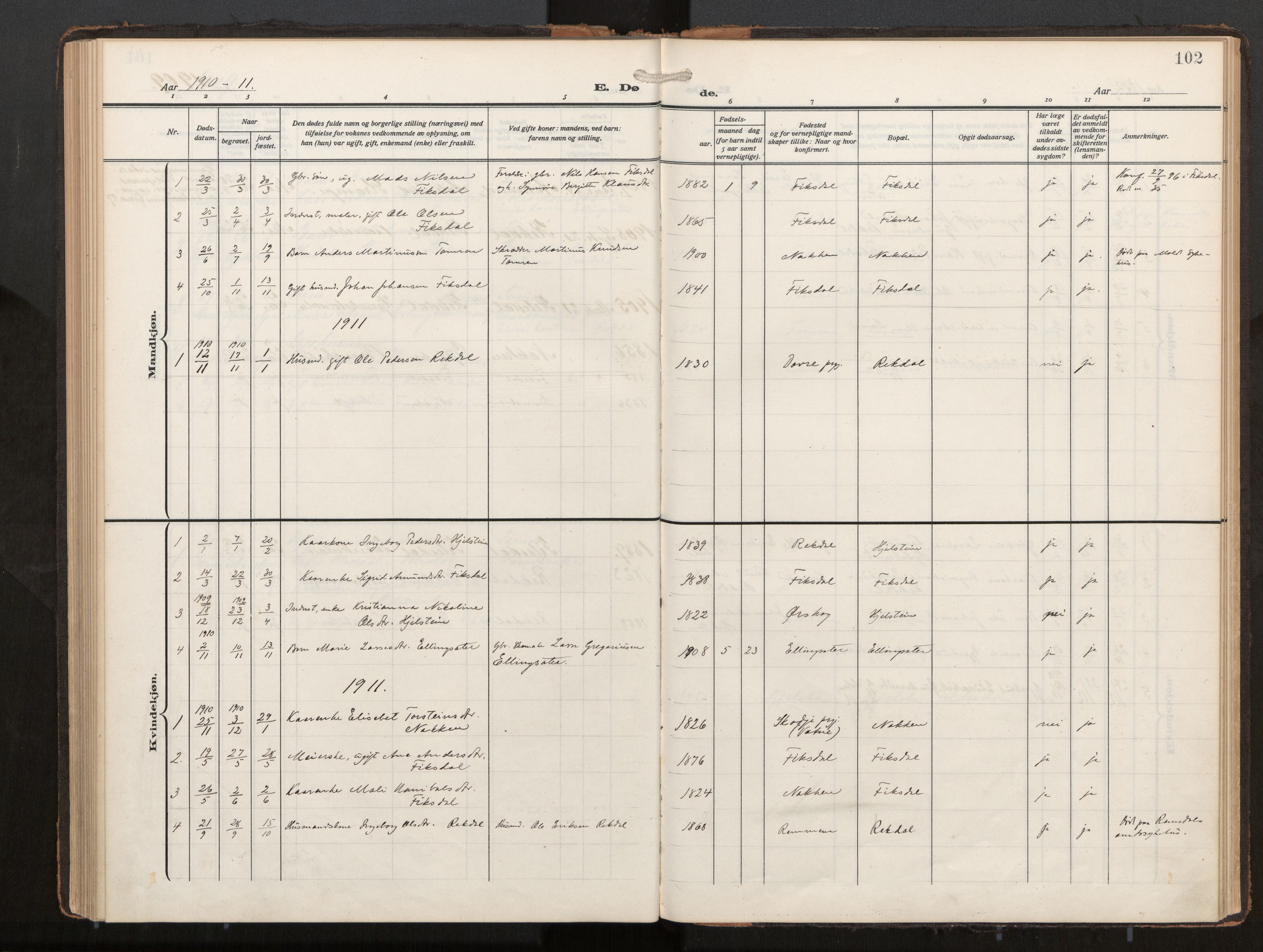 Ministerialprotokoller, klokkerbøker og fødselsregistre - Møre og Romsdal, AV/SAT-A-1454/540/L0540b: Parish register (official) no. 540A03, 1909-1932, p. 102