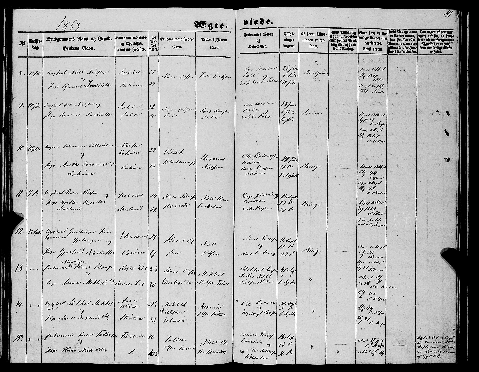 Fjell sokneprestembete, SAB/A-75301/H/Haa: Parish register (official) no. A 6, 1849-1877, p. 41