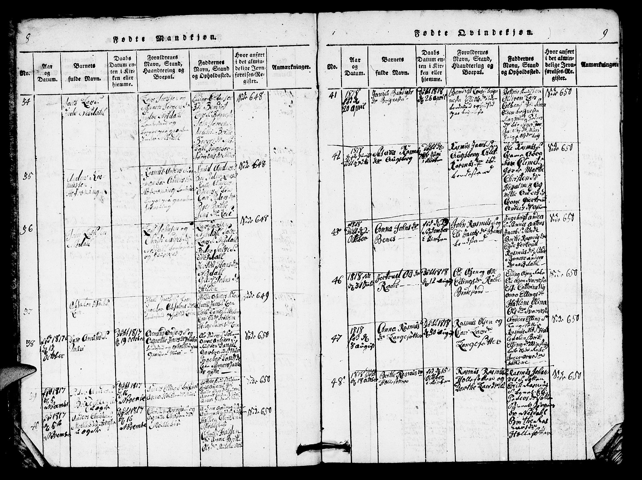 Innvik sokneprestembete, AV/SAB-A-80501: Parish register (copy) no. B 1, 1816-1820, p. 8-9