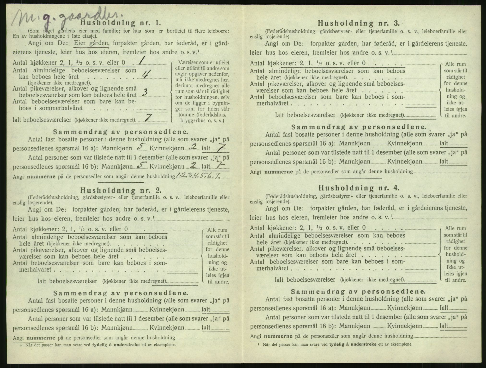 SAT, 1920 census for Vestnes, 1920, p. 1012