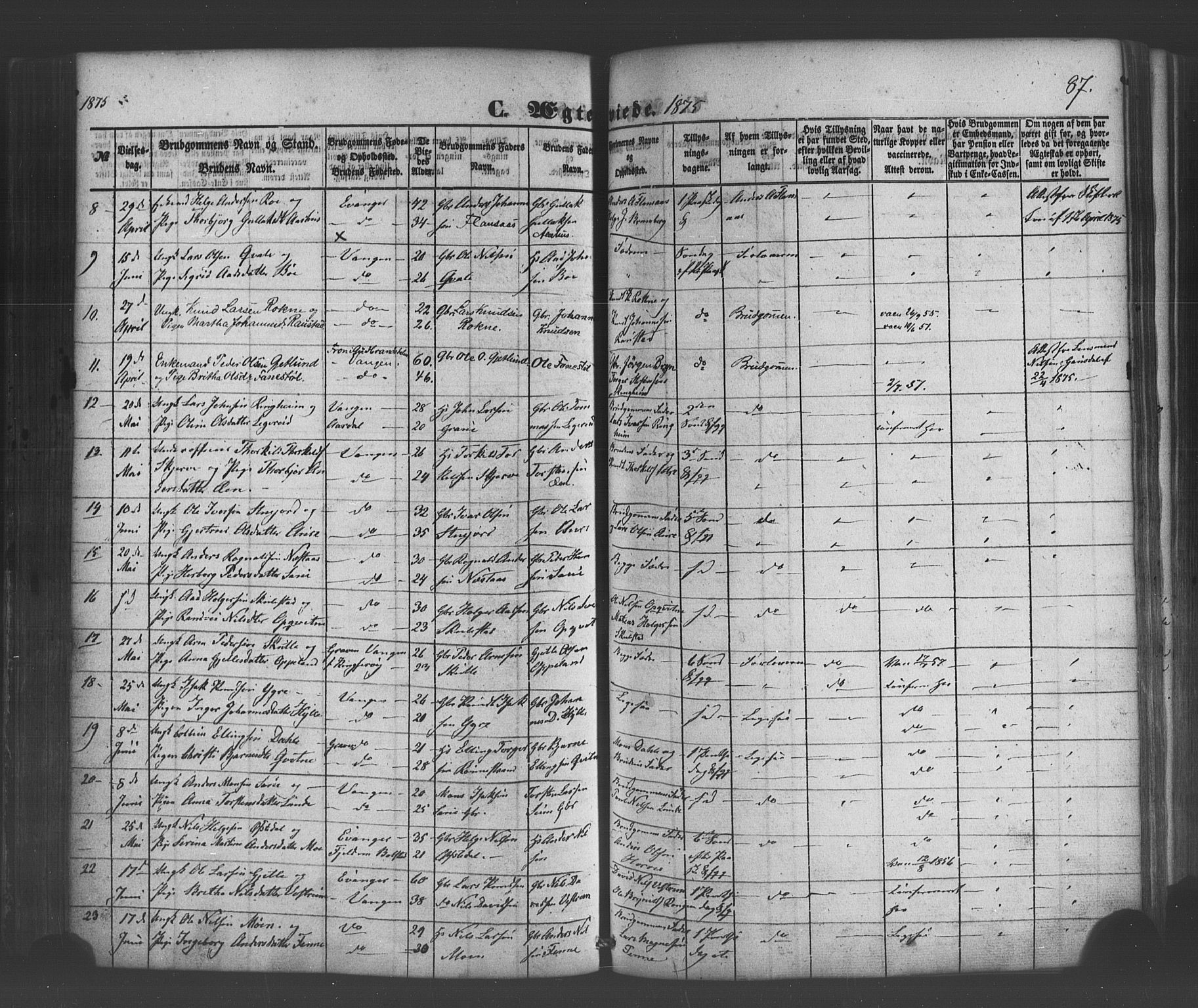 Voss sokneprestembete, AV/SAB-A-79001/H/Haa: Parish register (official) no. A 19, 1851-1886, p. 87