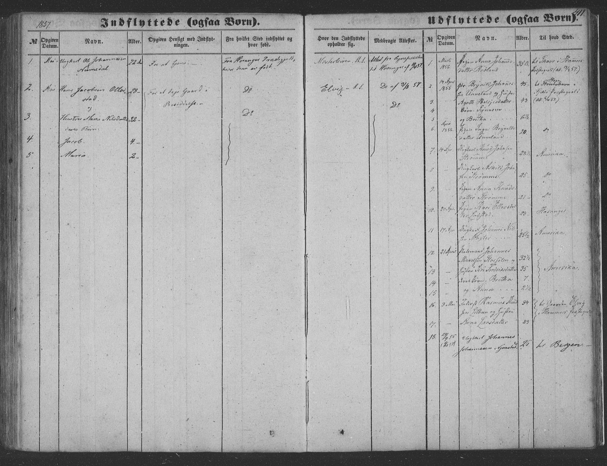 Haus sokneprestembete, SAB/A-75601/H/Haa: Parish register (official) no. A 16 II, 1848-1857, p. 411