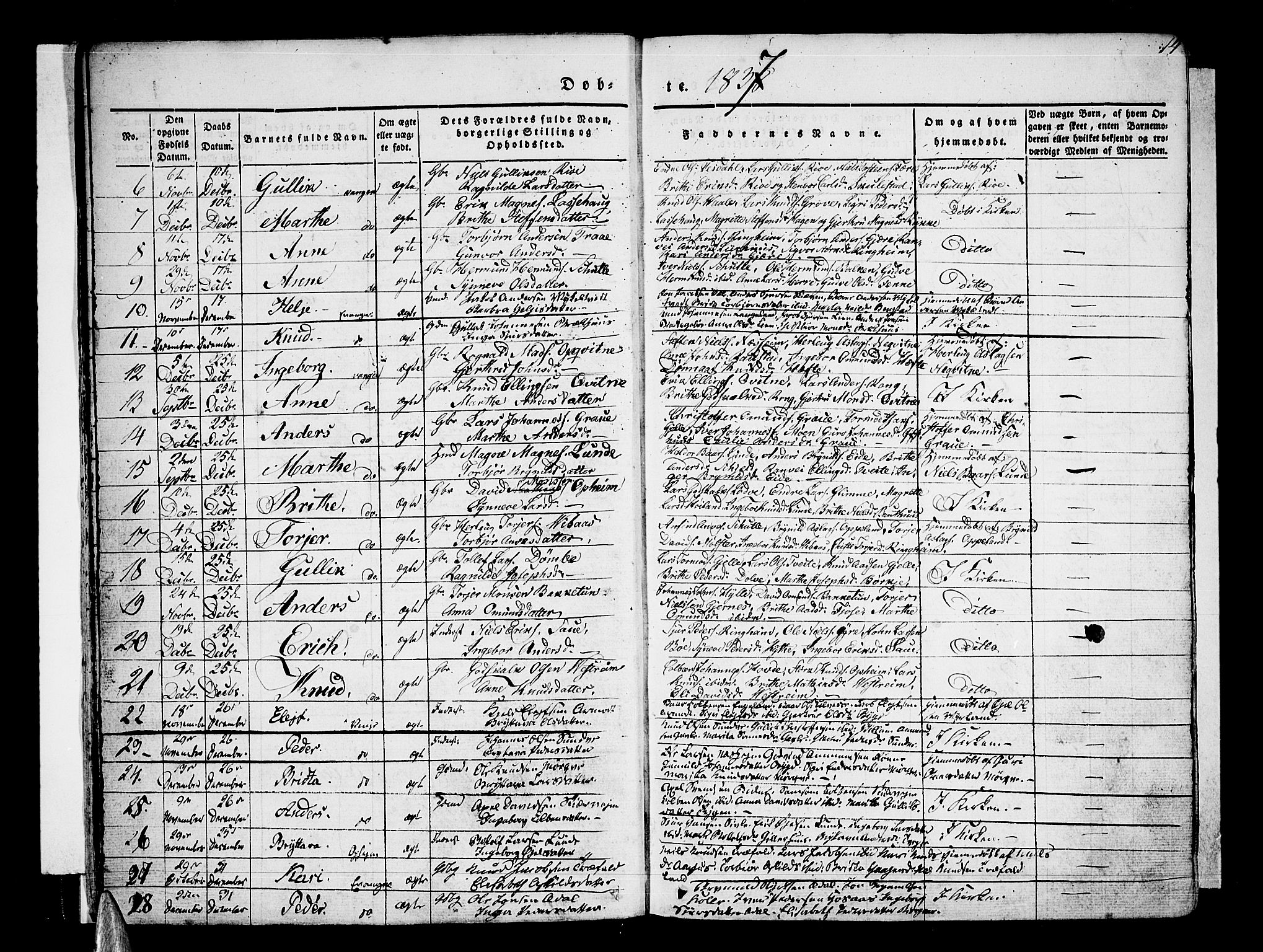 Voss sokneprestembete, AV/SAB-A-79001/H/Haa: Parish register (official) no. A 13, 1836-1851, p. 14