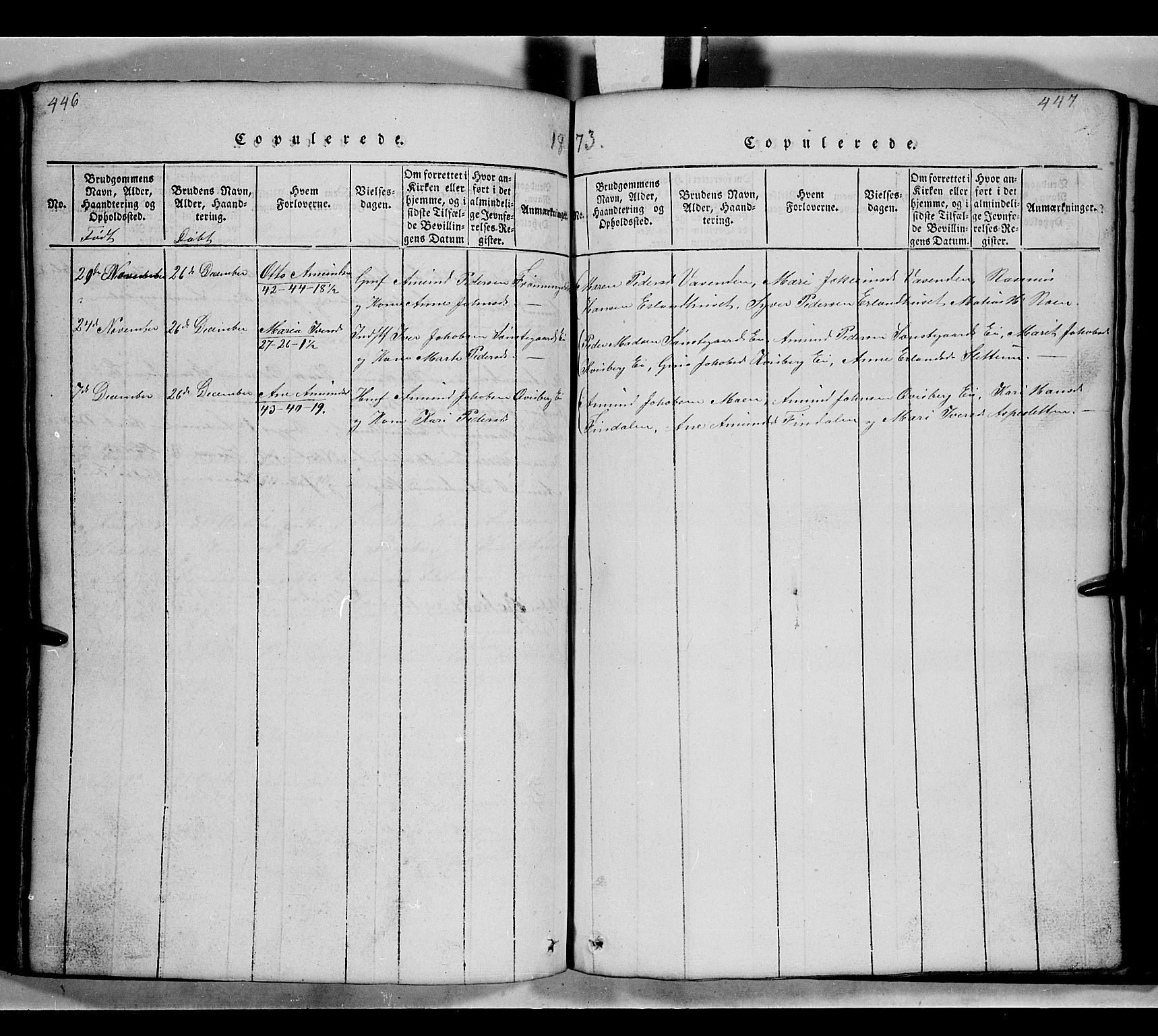 Gausdal prestekontor, AV/SAH-PREST-090/H/Ha/Hab/L0002: Parish register (copy) no. 2, 1818-1874, p. 446-447