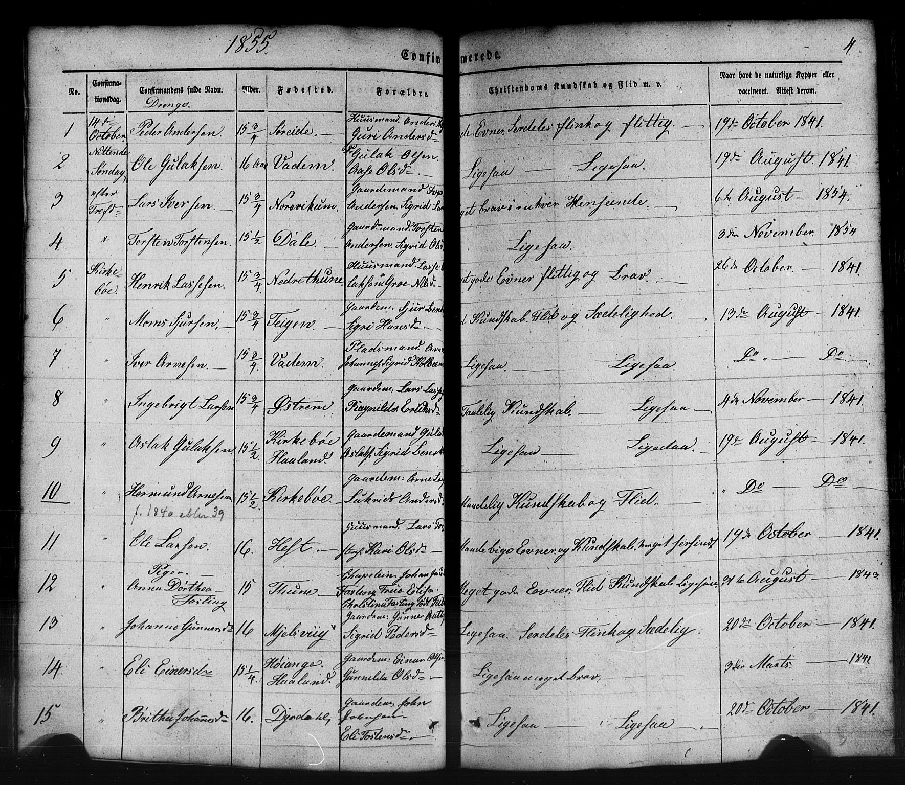 Lavik sokneprestembete, AV/SAB-A-80901: Parish register (copy) no. B 1, 1854-1881, p. 4