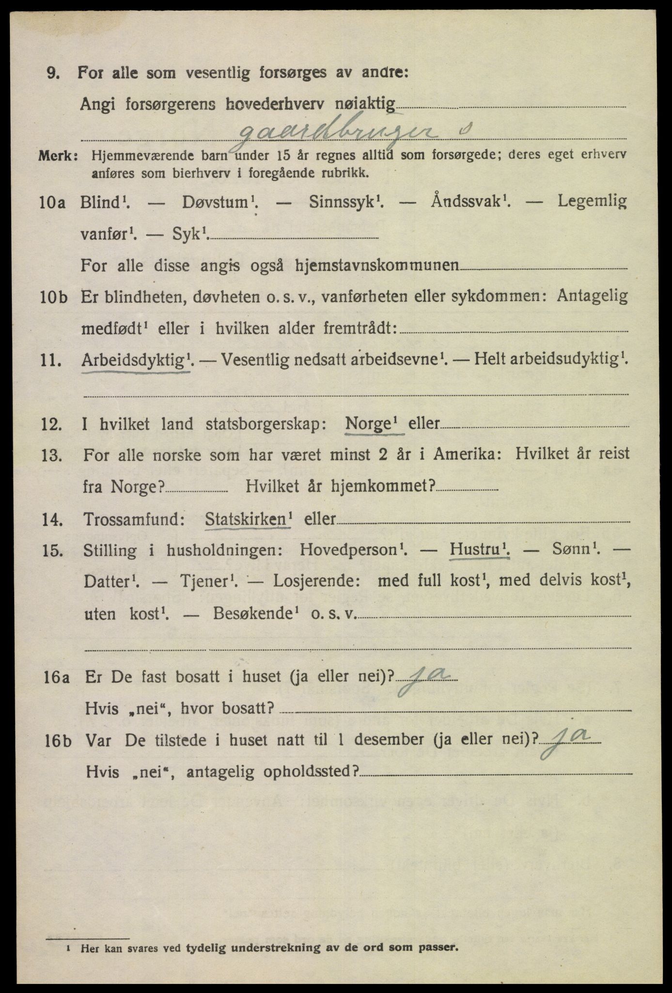 SAK, 1920 census for Hægebostad, 1920, p. 2112