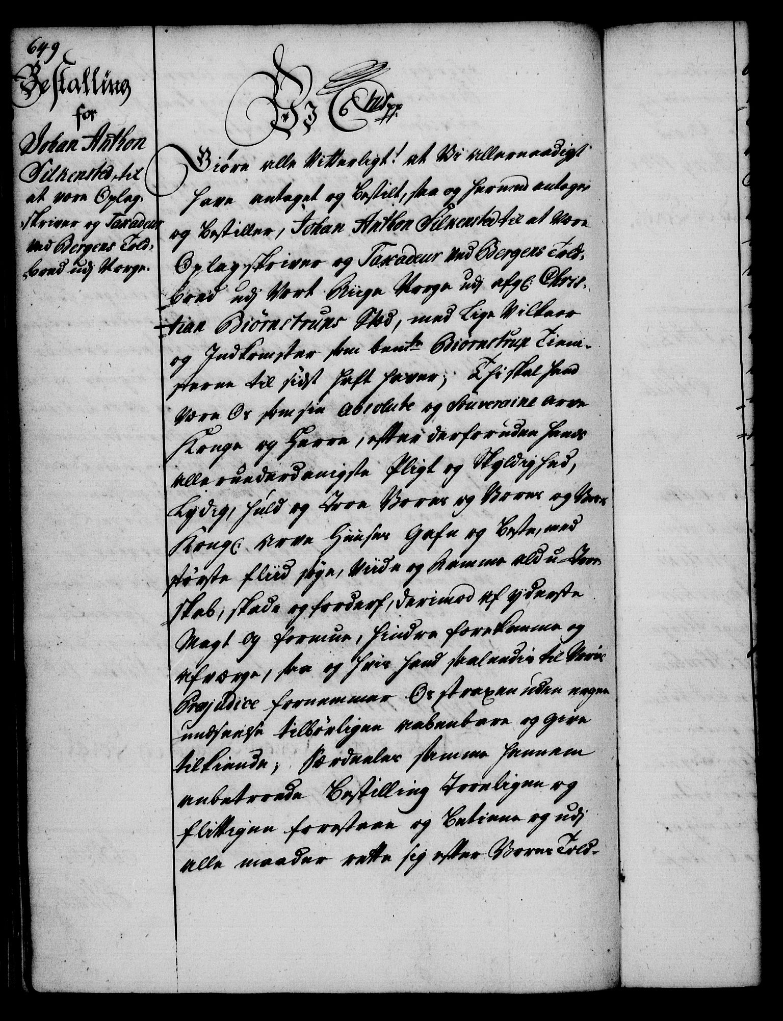 Rentekammeret, Kammerkanselliet, AV/RA-EA-3111/G/Gg/Gge/L0002: Norsk bestallingsprotokoll med register (merket RK 53.26), 1730-1744, p. 649
