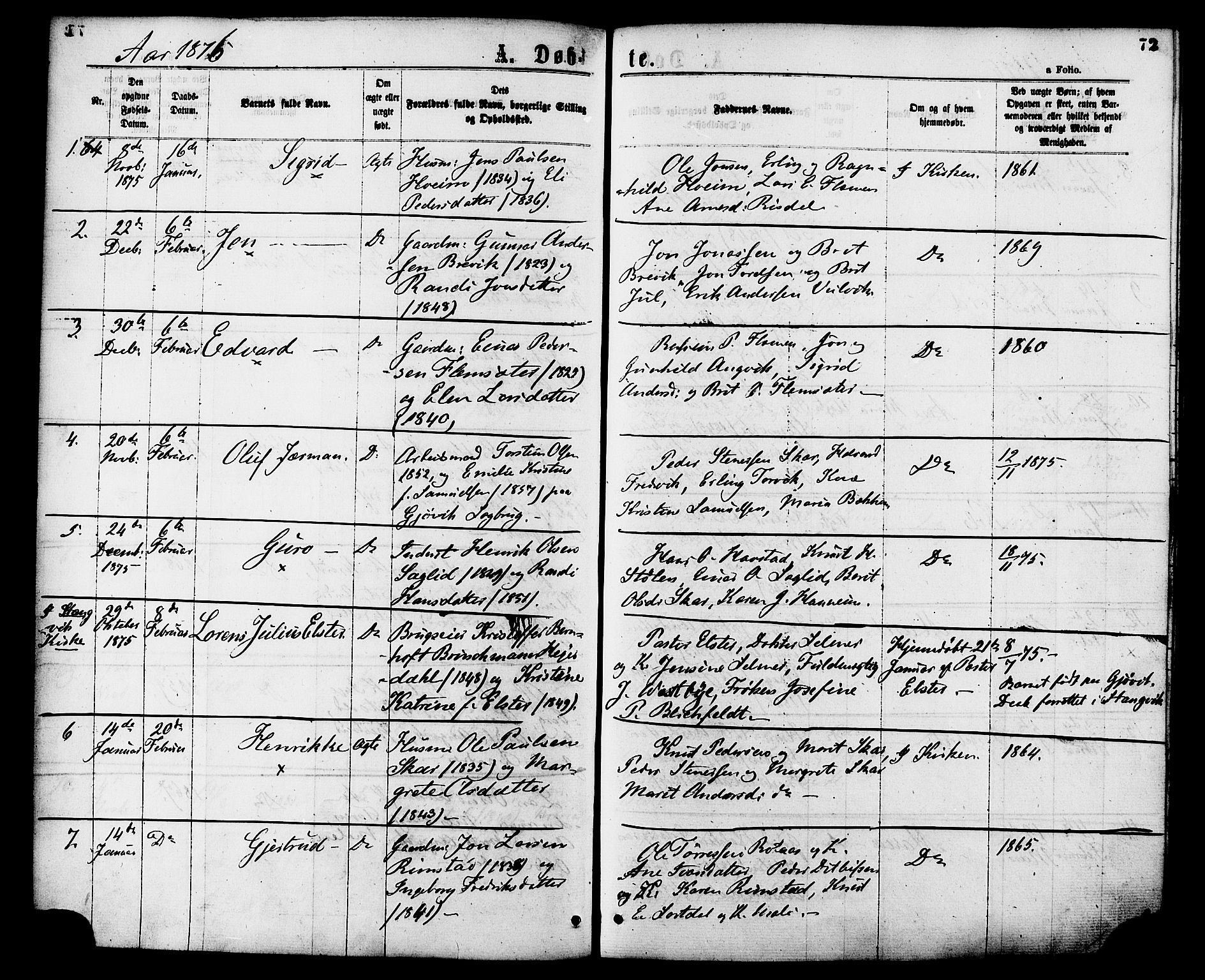 Ministerialprotokoller, klokkerbøker og fødselsregistre - Møre og Romsdal, AV/SAT-A-1454/586/L0986: Parish register (official) no. 586A12, 1867-1878, p. 72