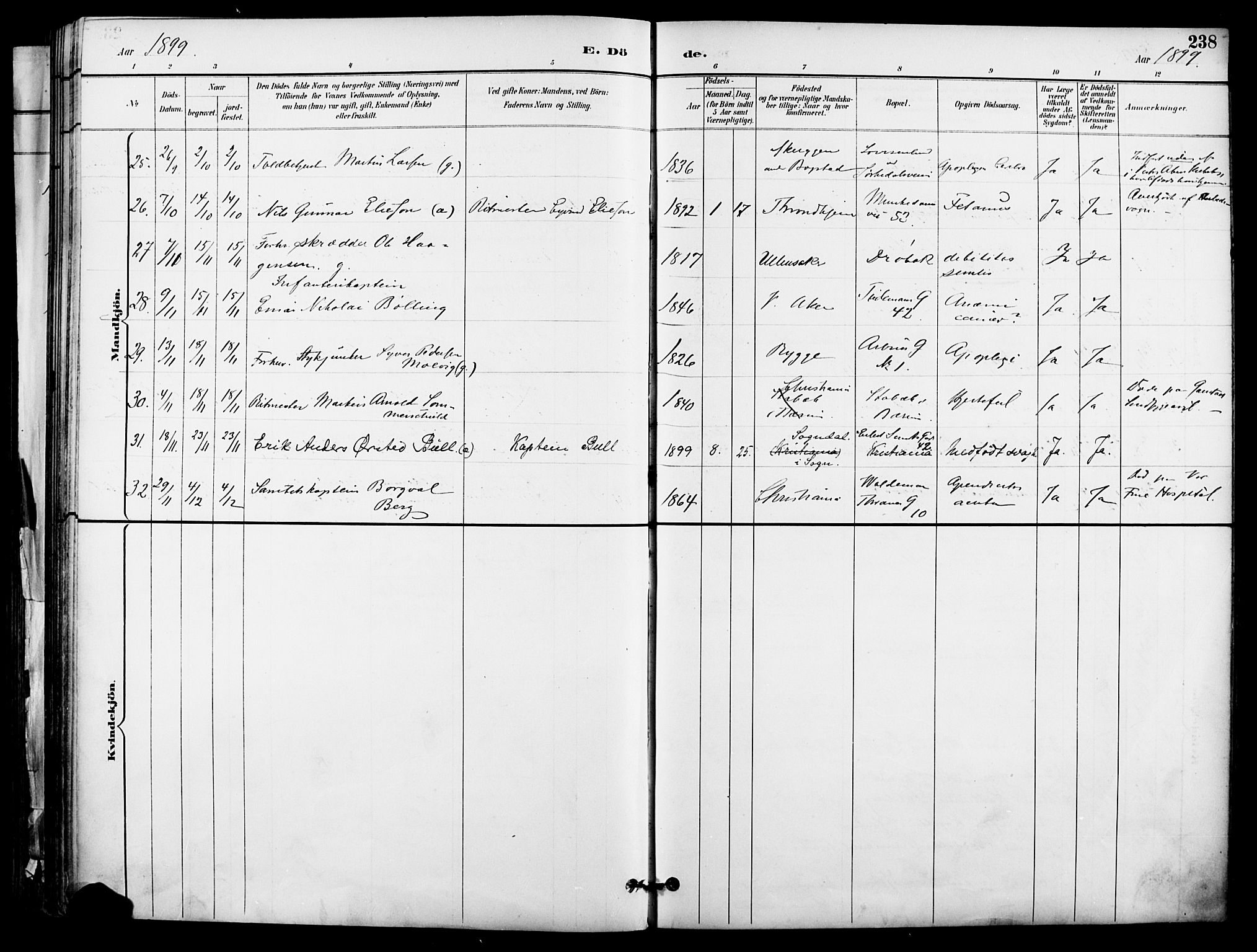 Garnisonsmenigheten Kirkebøker, SAO/A-10846/F/Fa/L0013: Parish register (official) no. 13, 1894-1904, p. 238