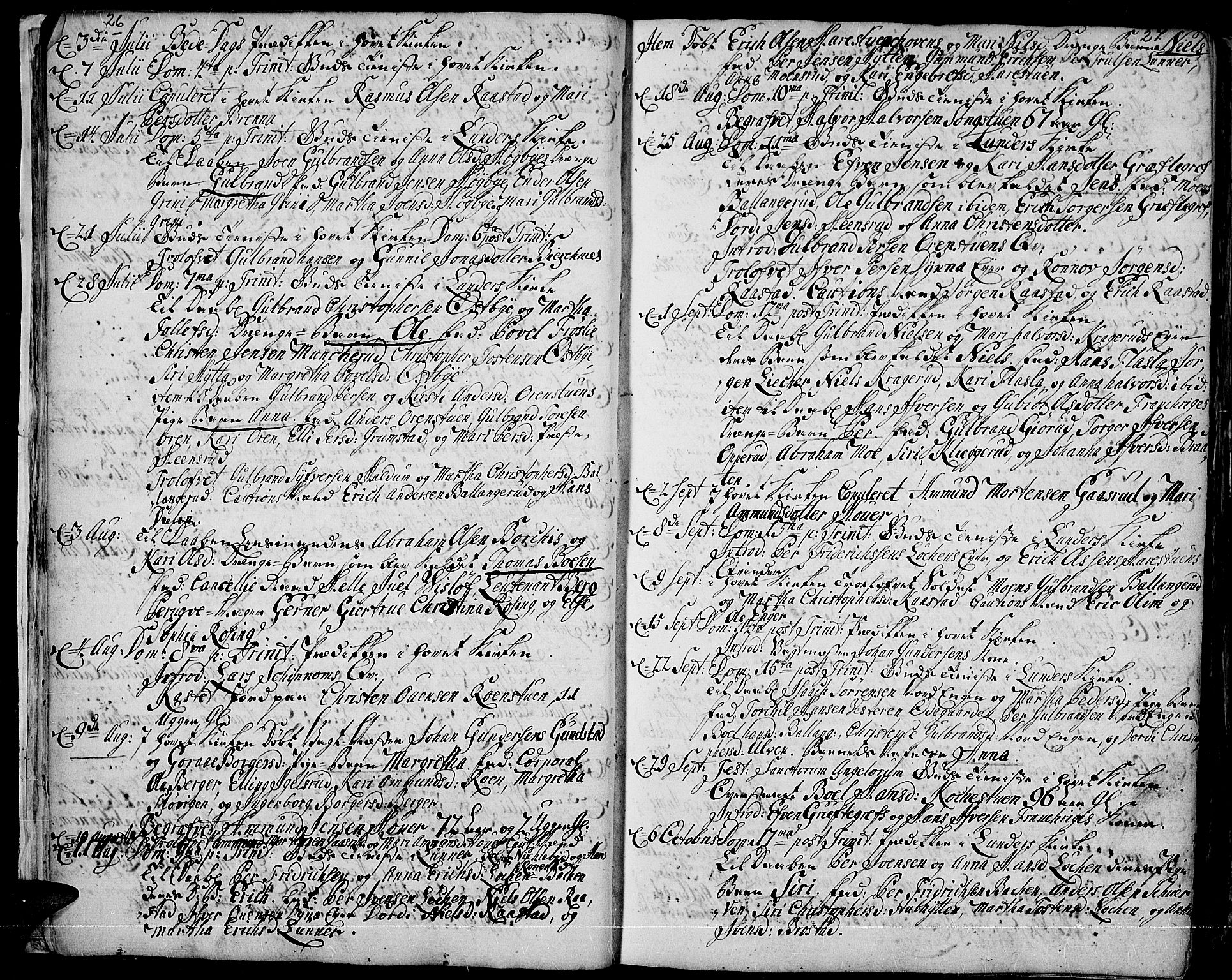 Jevnaker prestekontor, AV/SAH-PREST-116/H/Ha/Haa/L0003: Parish register (official) no. 3, 1752-1799, p. 26-27