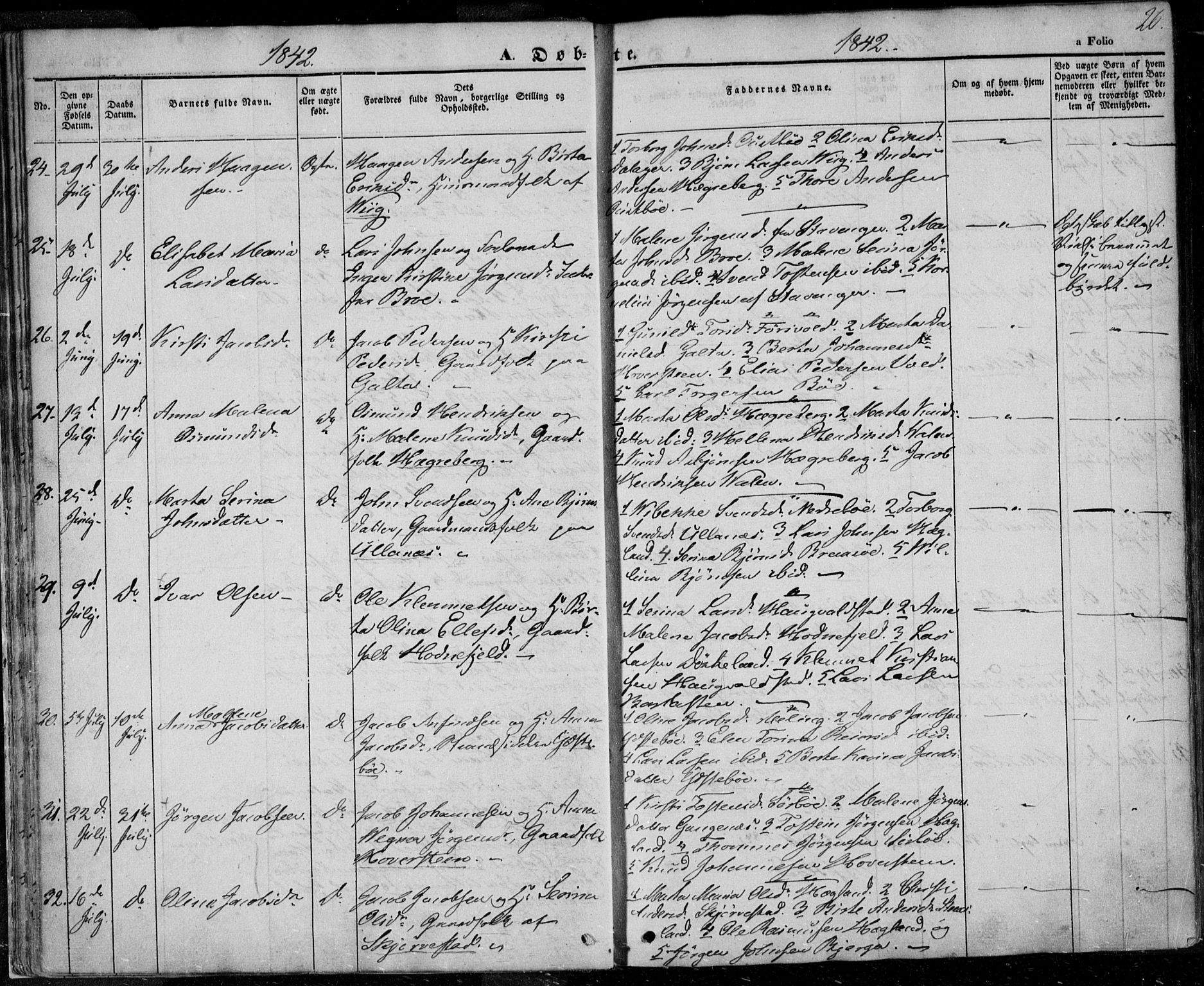 Rennesøy sokneprestkontor, AV/SAST-A -101827/H/Ha/Haa/L0005: Parish register (official) no. A 5, 1838-1859, p. 20