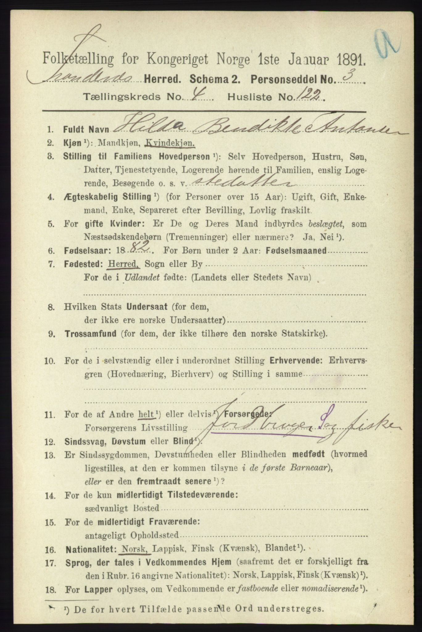 RA, 1891 census for 1914 Trondenes, 1891, p. 2688