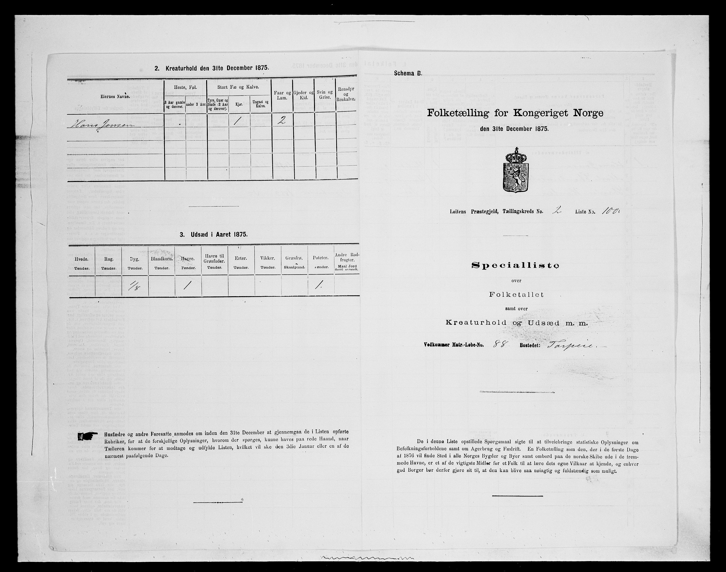 SAH, 1875 census for 0415P Løten, 1875, p. 631