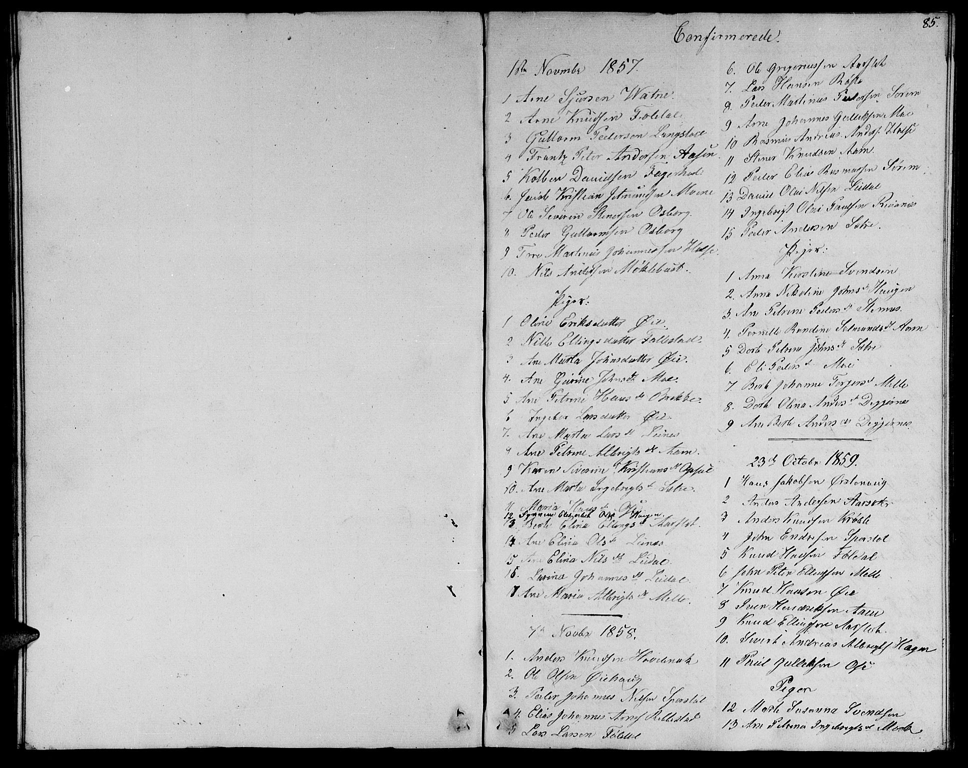 Ministerialprotokoller, klokkerbøker og fødselsregistre - Møre og Romsdal, SAT/A-1454/513/L0187: Parish register (copy) no. 513C01, 1856-1864, p. 85