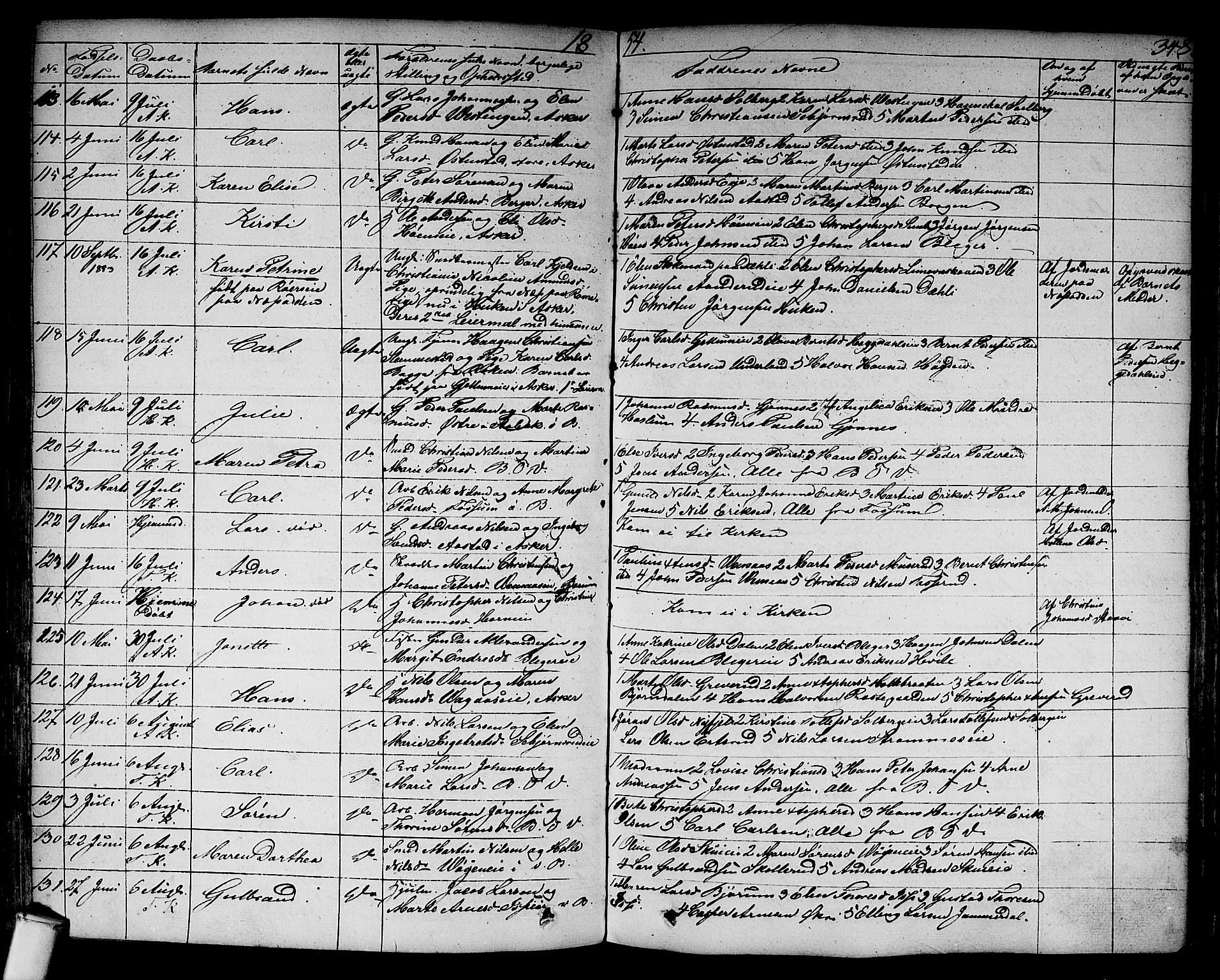 Asker prestekontor Kirkebøker, SAO/A-10256a/F/Fa/L0007: Parish register (official) no. I 7, 1825-1864, p. 348