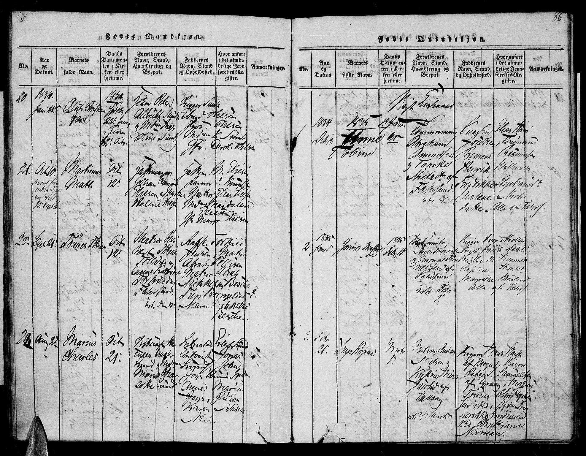 Farsund sokneprestkontor, SAK/1111-0009/F/Fa/L0002: Parish register (official) no. A 2, 1815-1836, p. 86