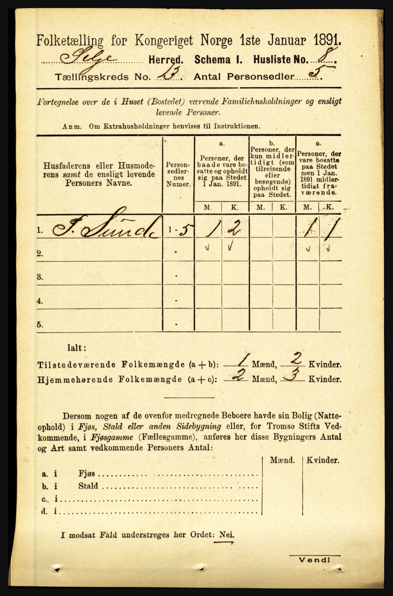 RA, 1891 census for 1441 Selje, 1891, p. 4061